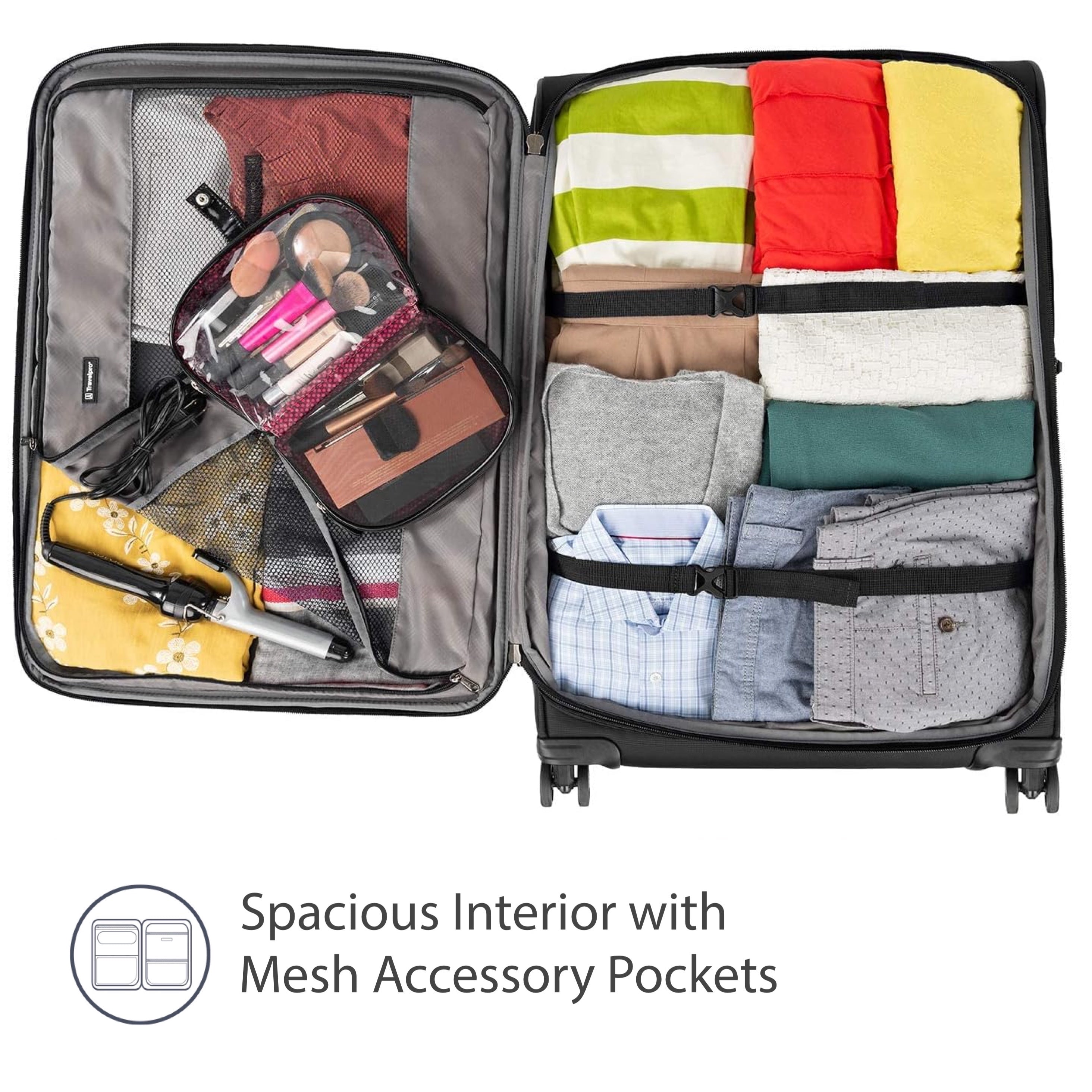 Travelpro Tourlite Softside Expandable Luggage with 4 Spinner Wheels, Lightweight Suitcase, Men and Women ( Black , Checked-Large 29-Inch ) Black Checked Large 29 Inch U13