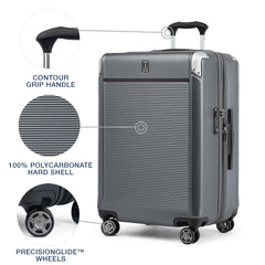 Travelpro Platinum Elite Hardside Expandable Spinner Wheel Luggage TSA Lock Hard Shell Polycarbonate Suitcase ( Vintage Grey , Checked- Medium 25-Inch ) Vintage Grey Checked Medium 25 Inch U2