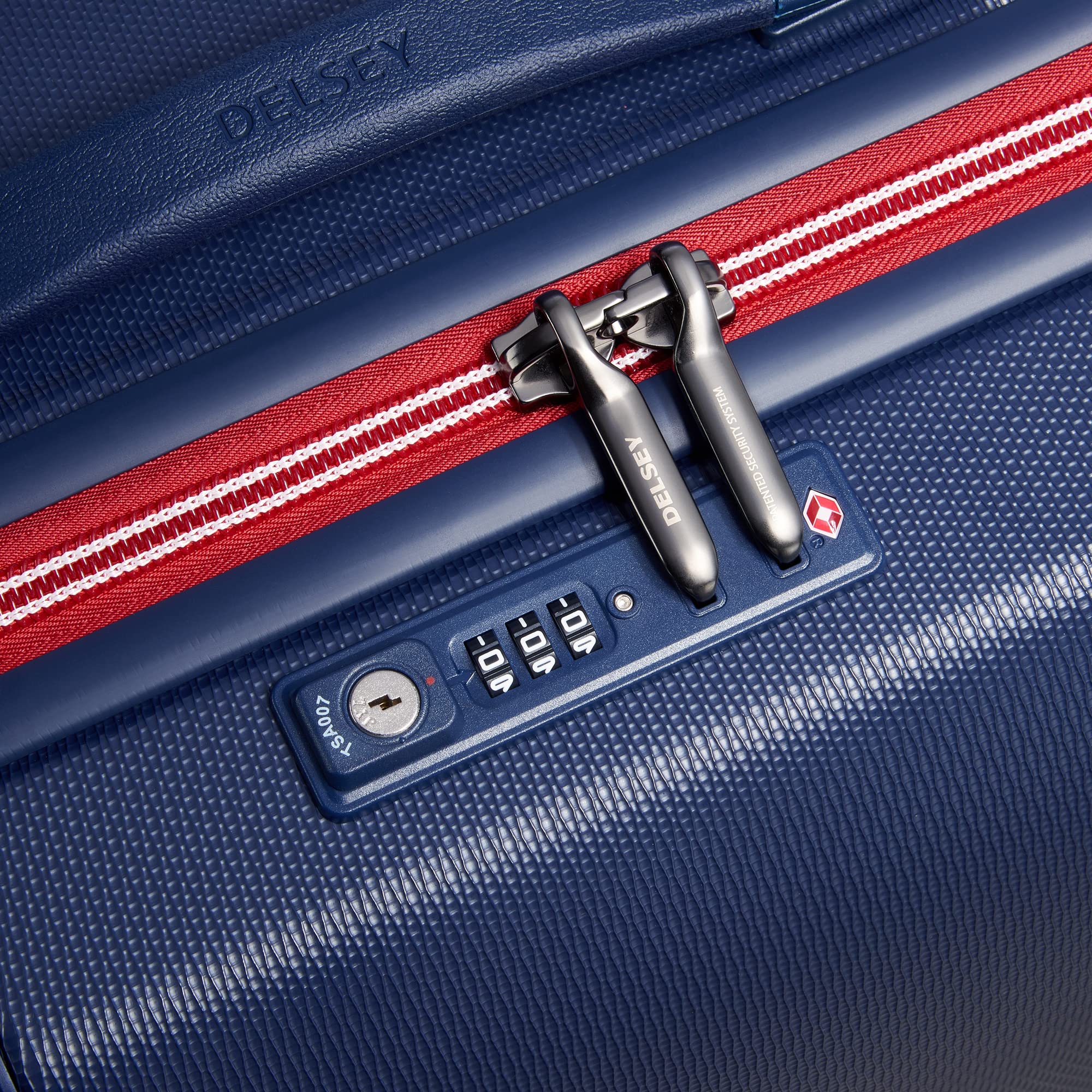 DELSEY Paris Chatelet Air 2.0 Hardside Luggage with Spinner Wheels ( Navy , Checked-26 Inch Trunk ) Navy Checked 26 Inch Trunk U1