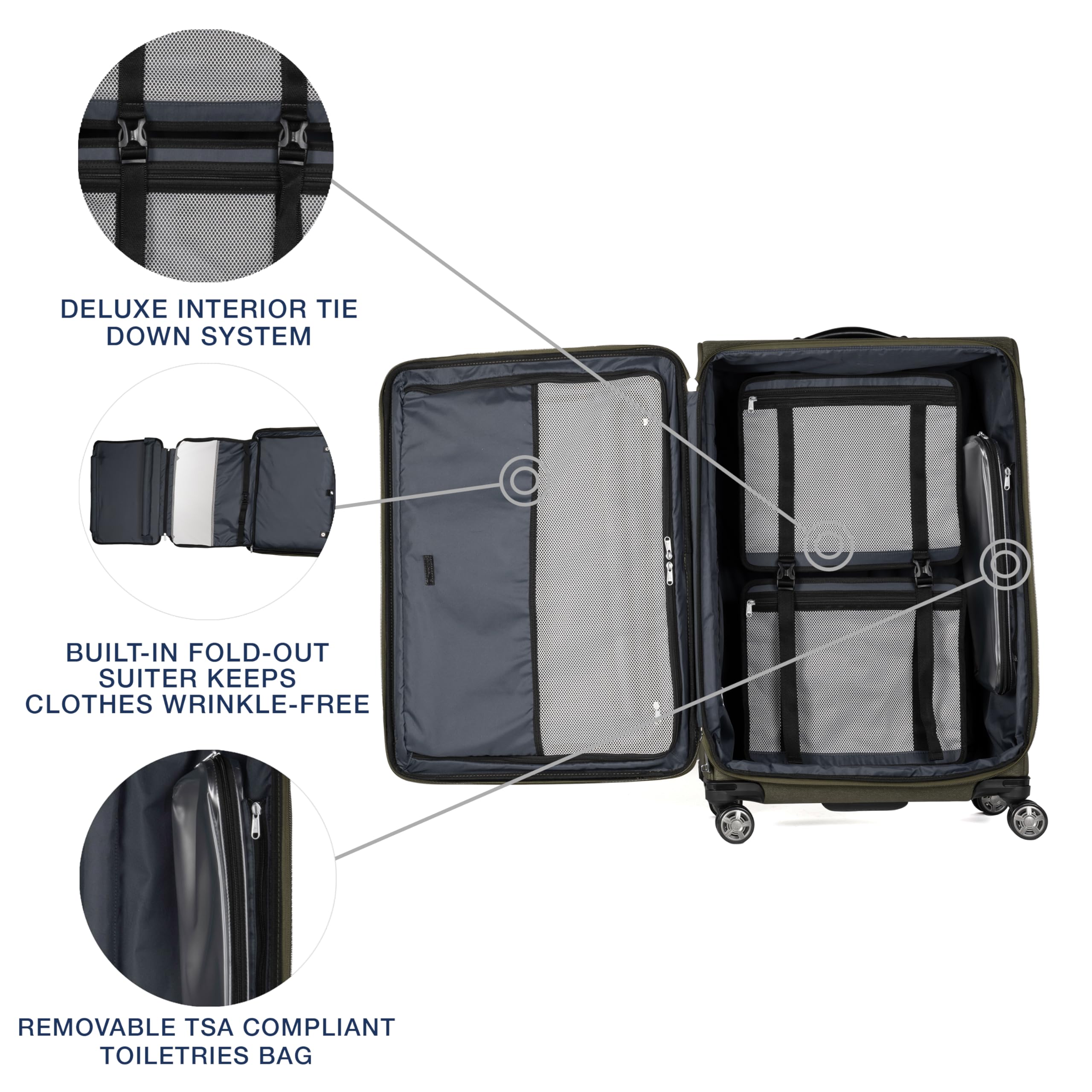 Travelpro Platinum Elite Softside Expandable Checked Luggage, 8 Wheel Spinner Large Suitcase, TSA Lock, Men and Women ( Pilot Green , Checked-Large 29-Inch ) Pilot Green Checked Large 29 Inch U1