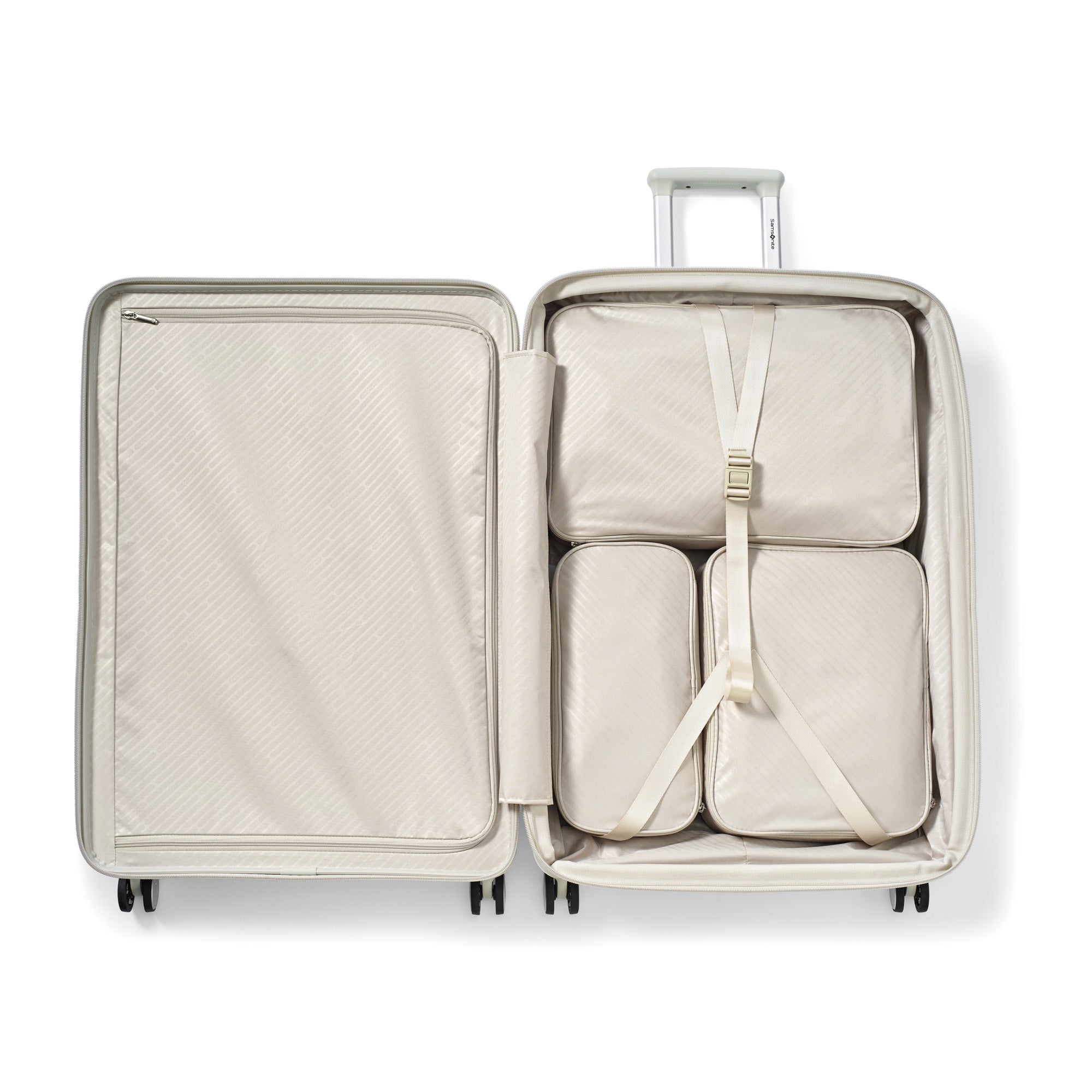 Samsonite Paralux Luggage - Innovative Design - Quick Access Front Pocket - Dual Suspension Wheel Technology - TSA Lock - Expandable - Includes Removable Packing Cubes ( Stone Grey , Large Checked Spinner ) Stone Grey Large Checked Spinner U1