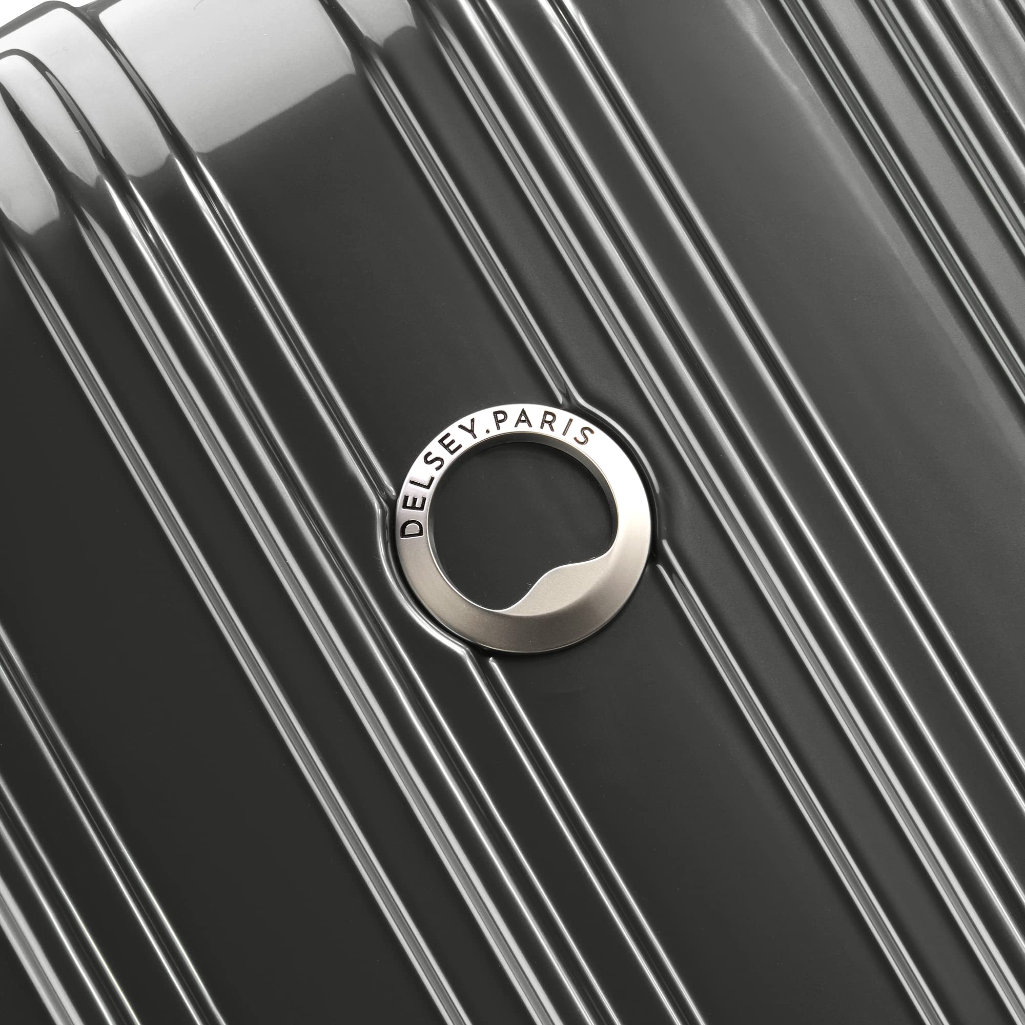 DELSEY Paris Helium Aero Hardside Expandable Luggage with Spinner Wheels ( Brushed Charcoal , Checked-Medium 25 Inch ) Brushed Charcoal Checked Medium 25 Inch U5