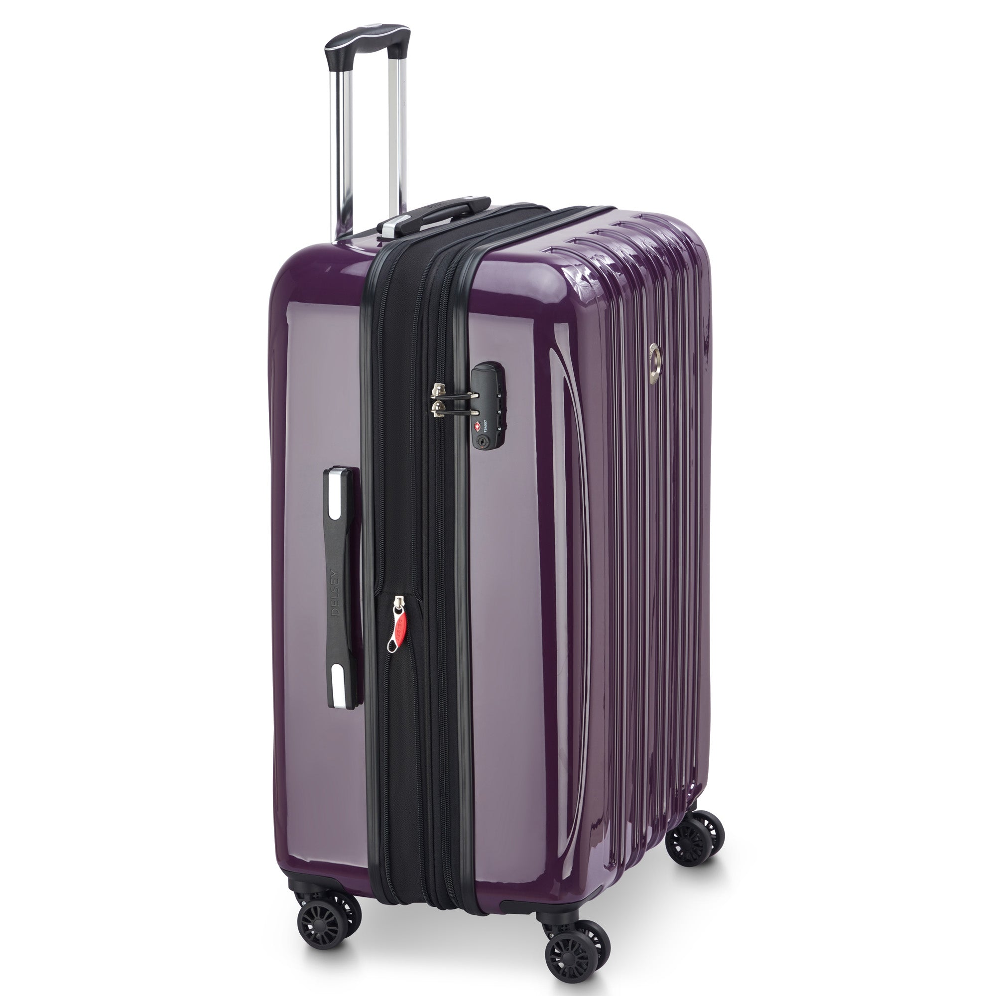 DELSEY Paris Helium Aero Hardside Expandable Luggage with Spinner Wheels ( Plum , Checked-Medium 25 Inch ) Plum Checked Medium 25 Inch U6
