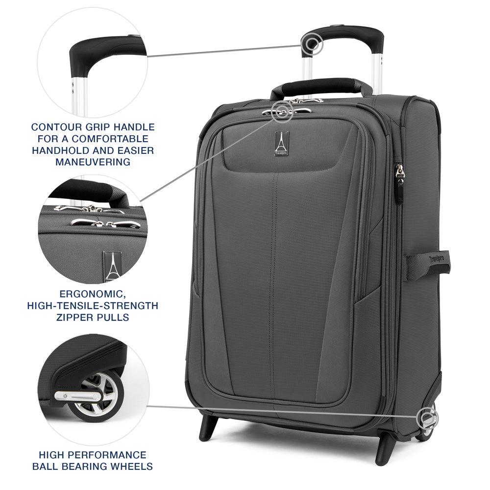 Travelpro Maxlite 5 Softside Expandable Upright 2 Wheel Luggage, Lightweight Suitcase, Men and Women ( Shadow Grey , Carry-on 22-Inch ) Shadow Grey Carry On 22 Inch U19