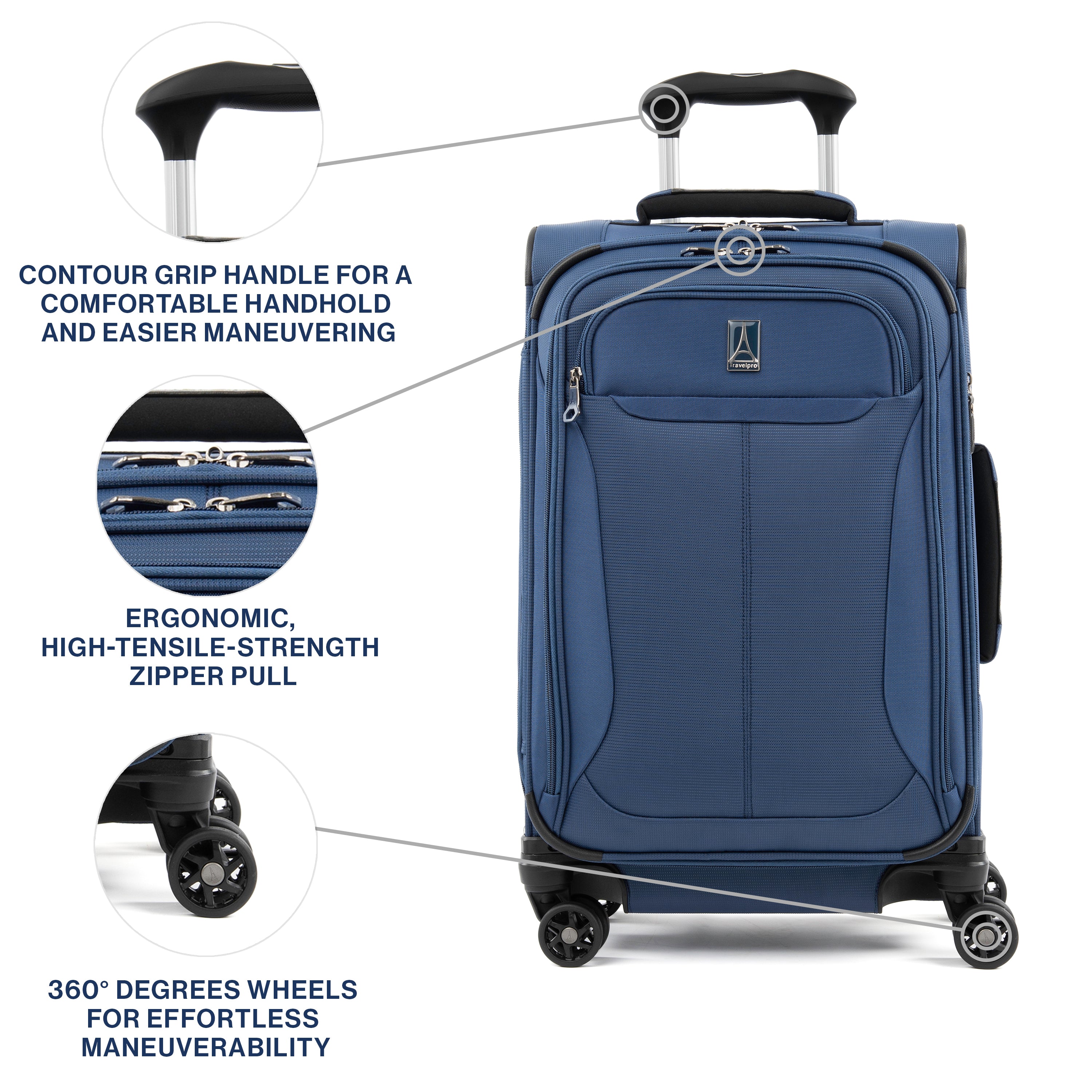 Travelpro Tourlite Softside Expandable Luggage with 4 Spinner Wheels, Lightweight Suitcase, Men and Women ( Blue , Carry-On 21-Inch ) Blue Carry On 21 Inch U39
