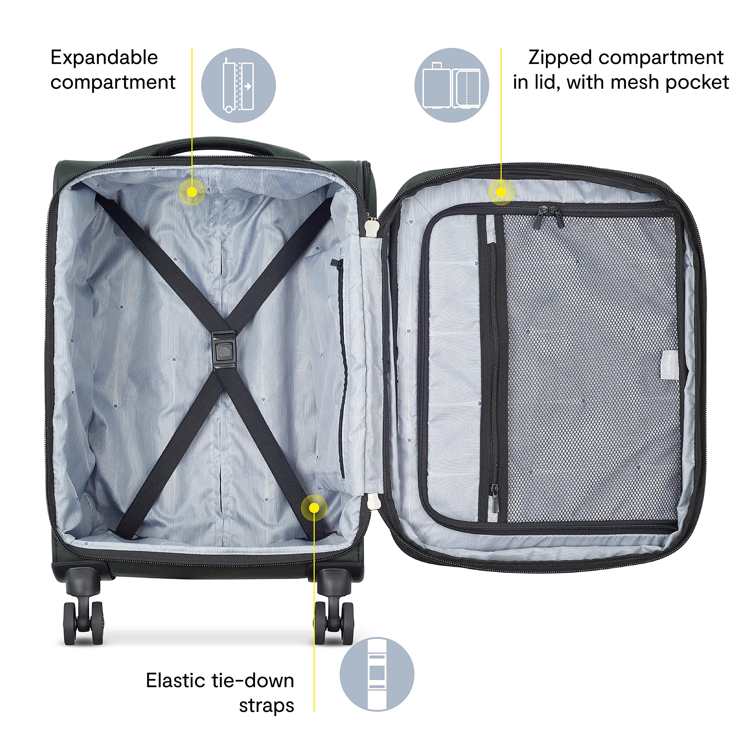 DELSEY Paris Sky Max 2.0 Softside Expandable Luggage with Spinner Wheels ( Black , Carry-on 21 Inch ) Black Carry On 21 Inch U5