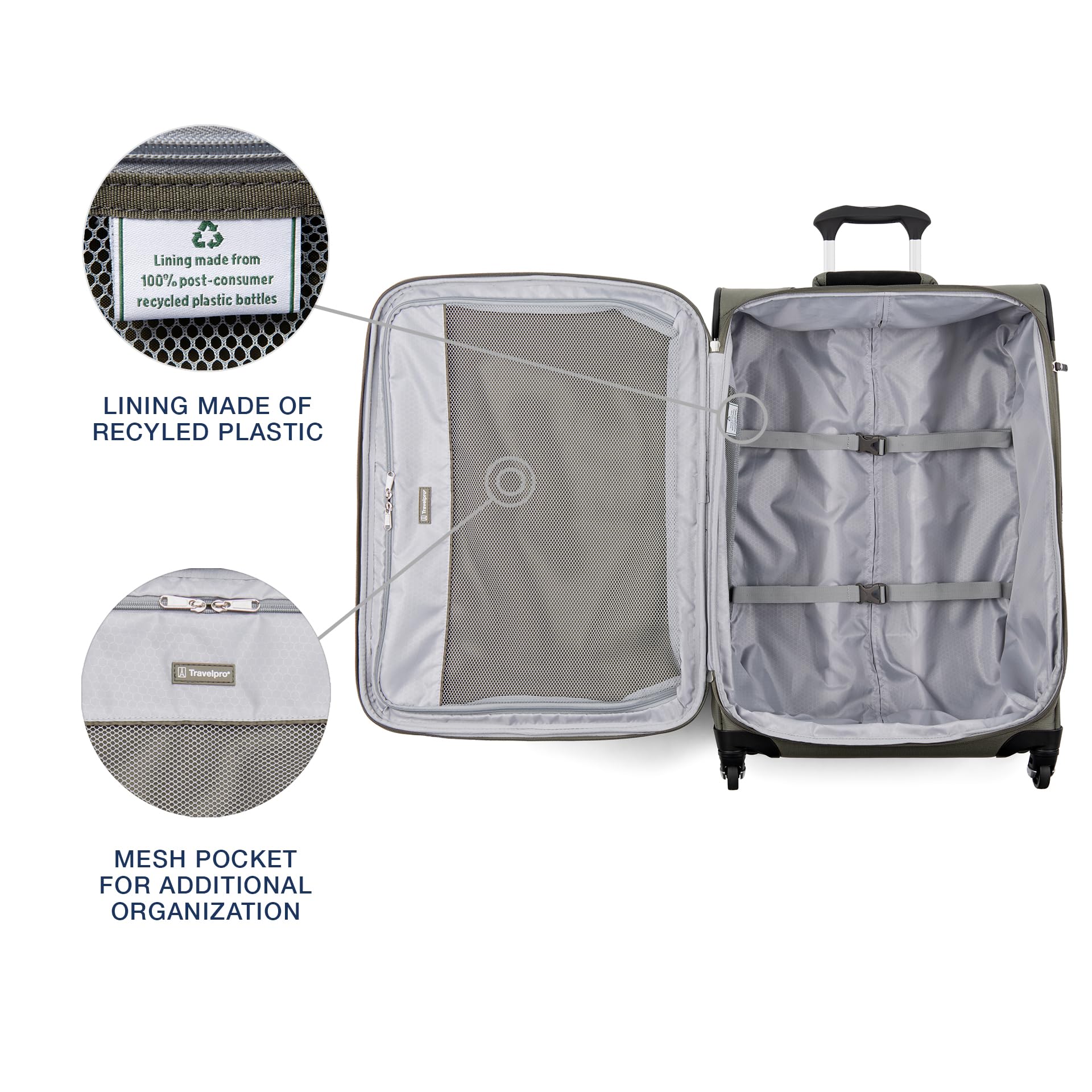 Travelpro Maxlite 5 Softside Expandable Luggage with 4 Spinner Wheels, Lightweight Suitcase, Men and Women ( Slate Green , Checked-Medium 25-Inch ) Slate Green Checked Medium 25 Inch U8