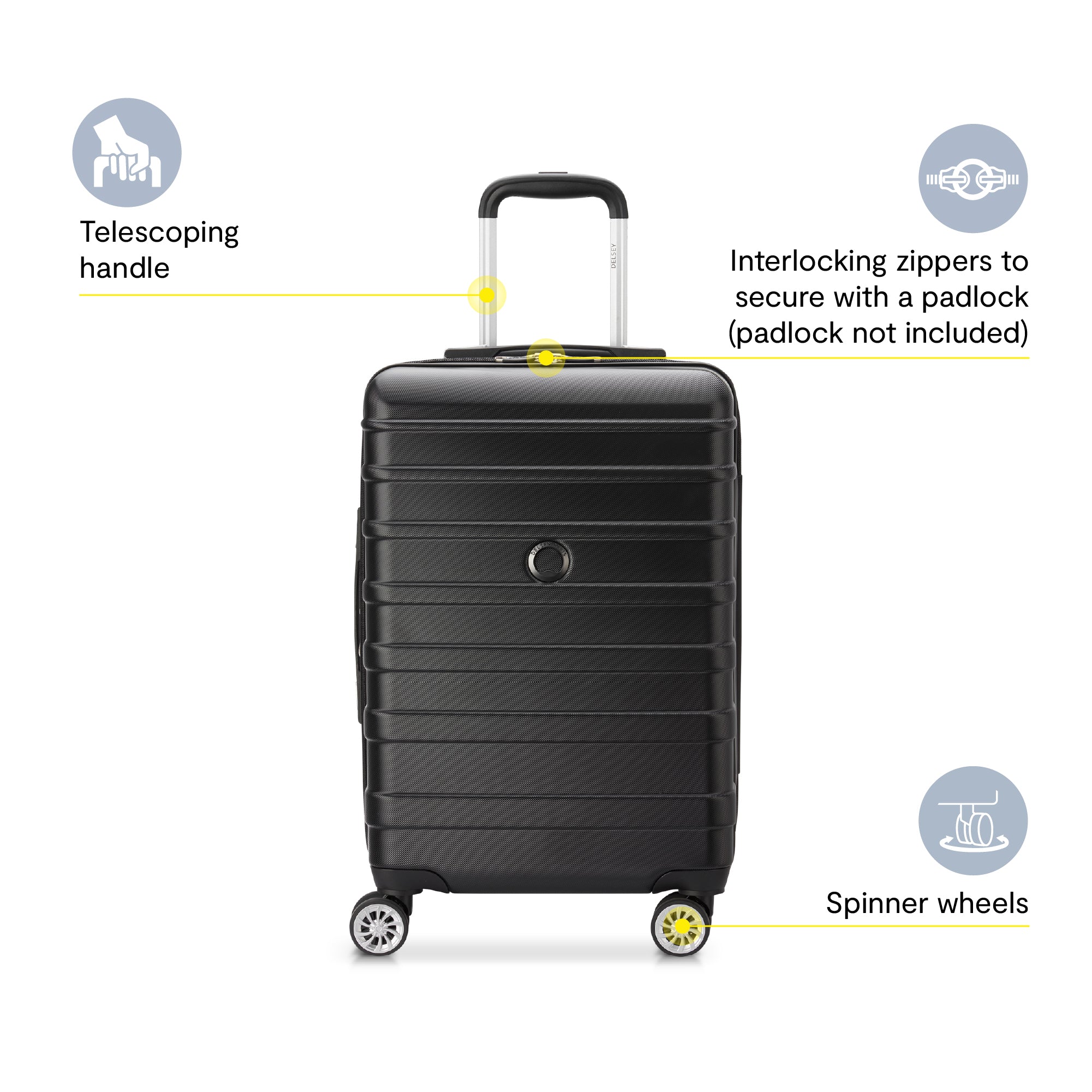 DELSEY Paris Margot Hardside Spinner Luggage Collection ( Black , Checked Medium 24 Inch ) Black Checked Medium 24 Inch U21
