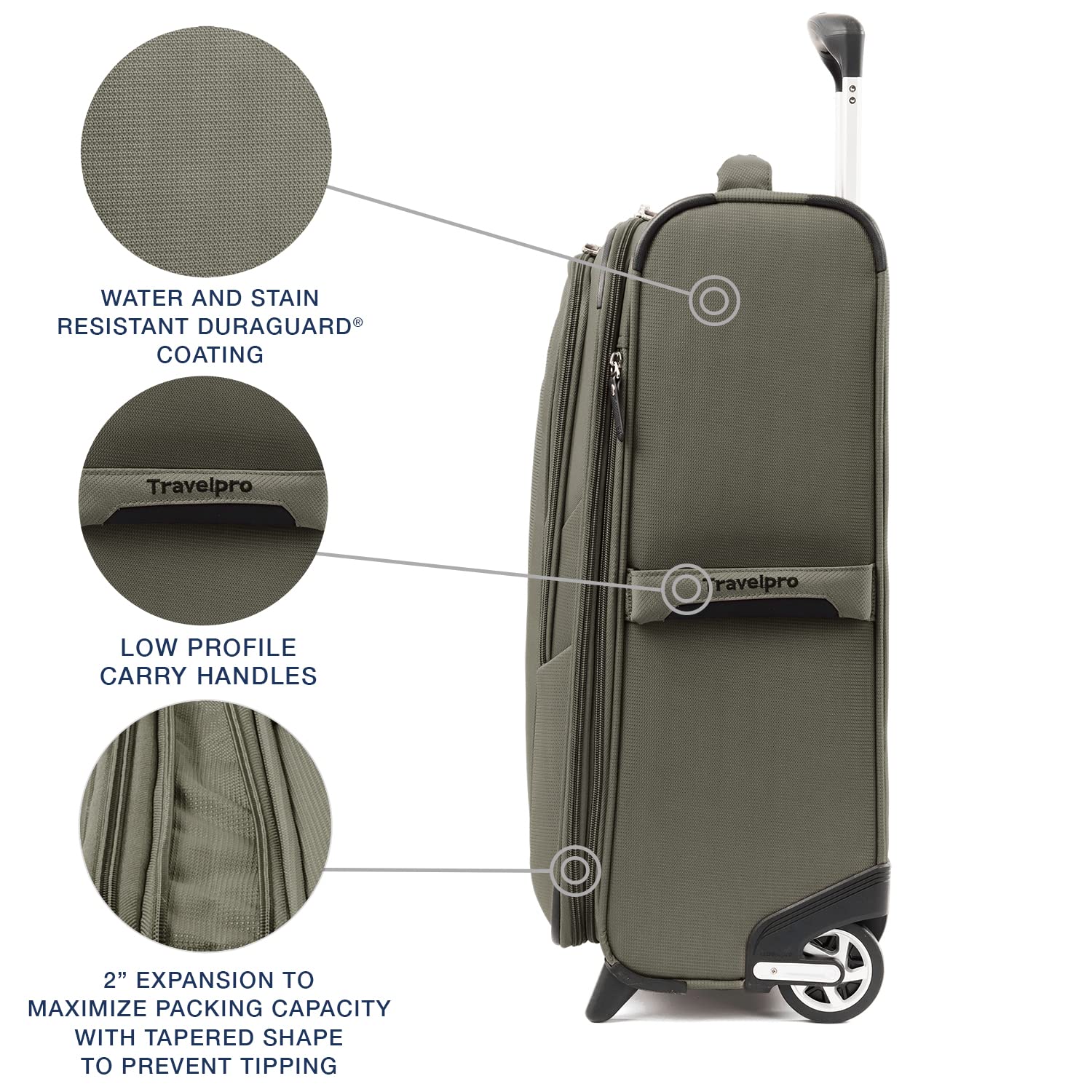 Travelpro Maxlite 5 Softside Expandable Upright 2 Wheel Luggage, Lightweight Suitcase, Men and Women Slate Green Carry On 22 Inch U12