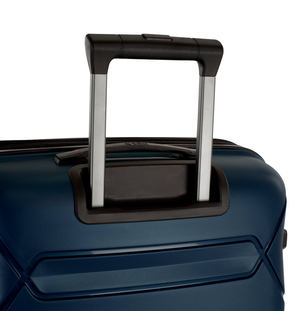 Heys Milos Durable and lightweight luggage, made with Duraflex impact-resistant material, TSA Combination Lock, Dual Spinner Wheels, and Expandable ( Navy , 30-Inch Checked-Large ) Navy 30 Inch Checked Large U1