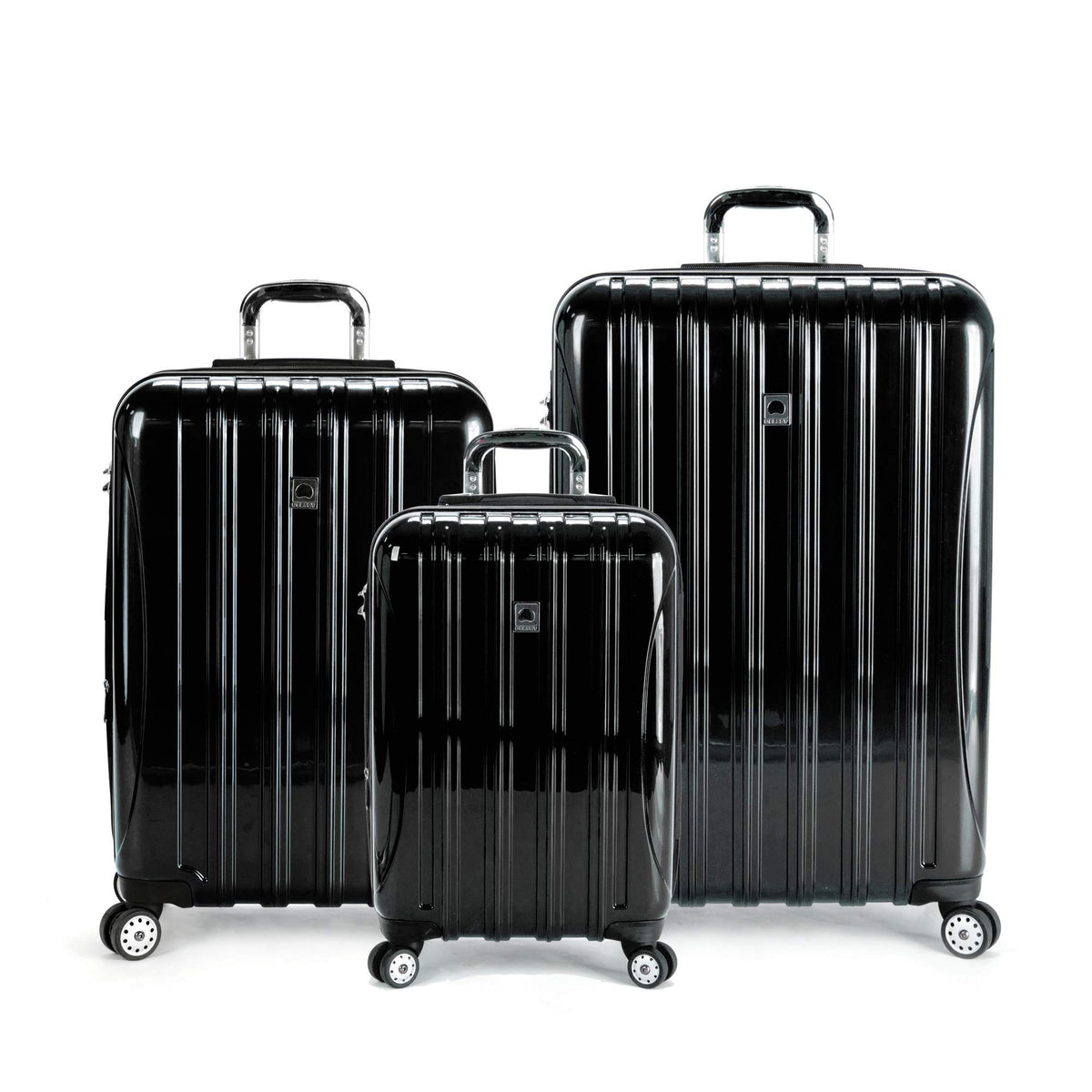 DELSEY Paris Helium Aero Hardside Expandable Luggage with Spinner Wheels Black 3 Piece Set 19 25 29 U4