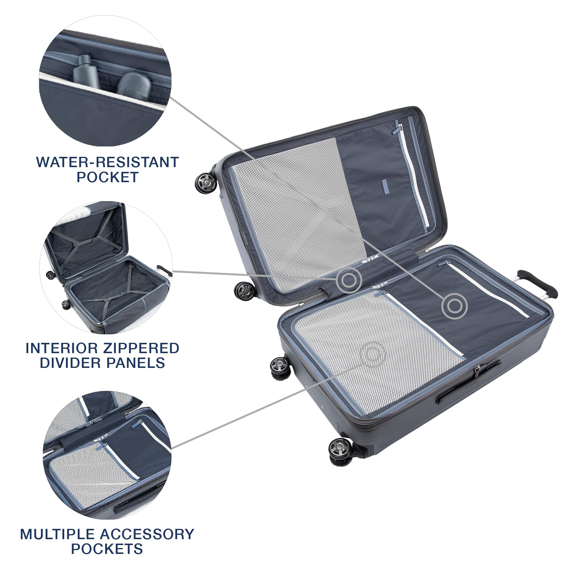 Travelpro Platinum Elite Hardside Expandable Spinner Wheel Luggage TSA Lock Hard Shell Polycarbonate Suitcase ( Vintage Grey , Checked- Large 28-Inch ) Vintage Grey Checked Large 28 Inch U1