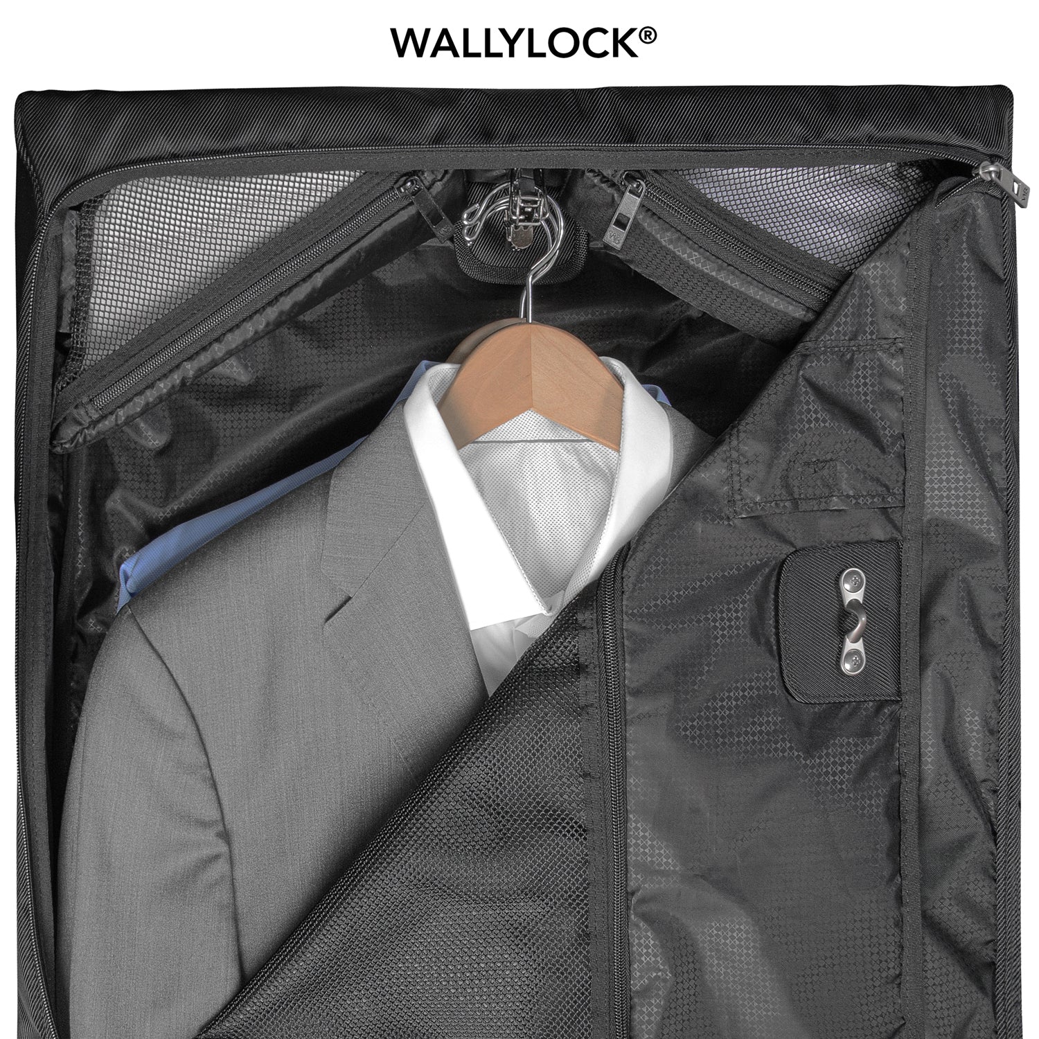 WallyBags 45" Premium Framed Garment Bag with shoulder strap and multiple pockets ( Black , 45-inch ) Black 45 Inch U1
