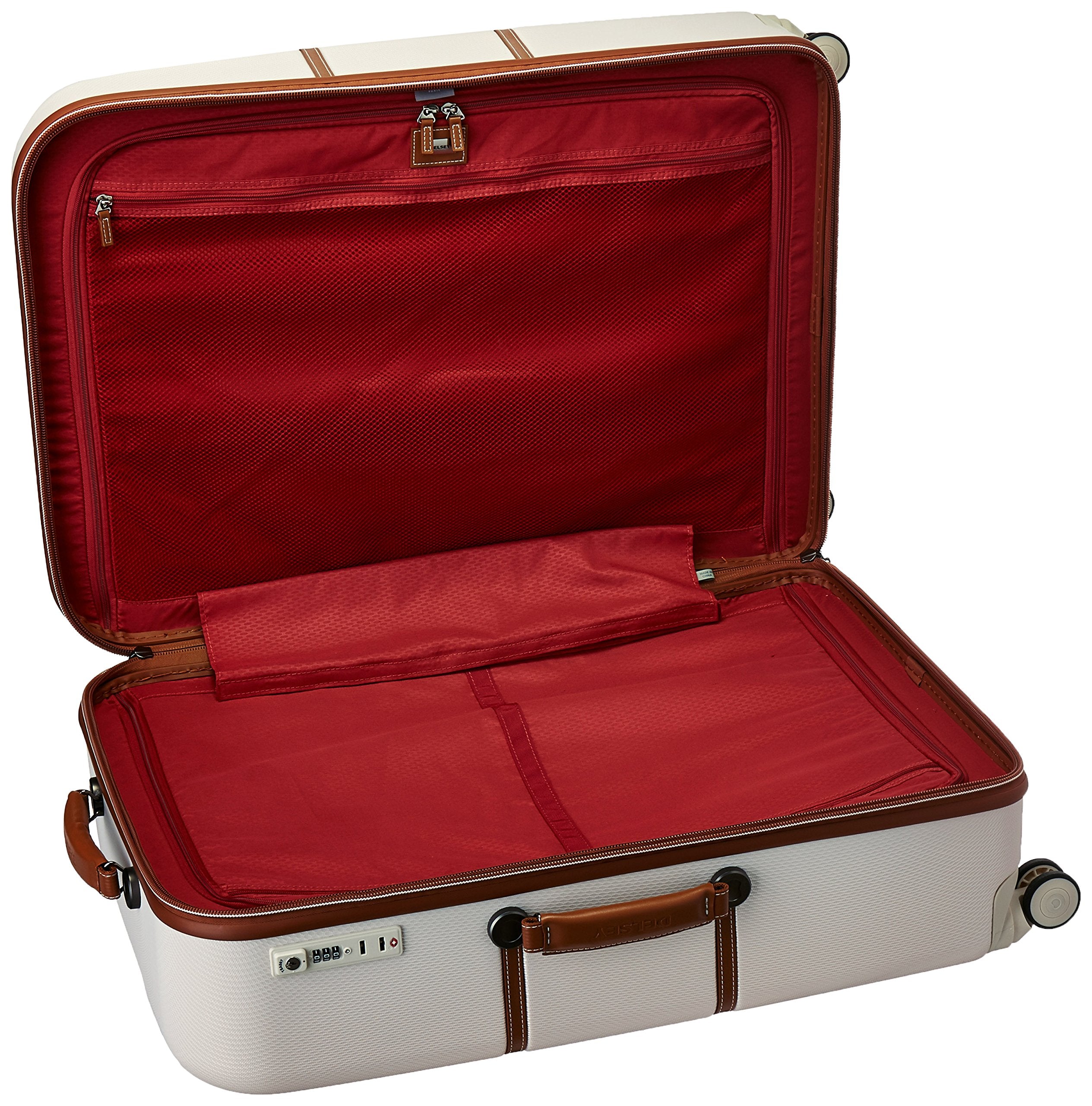 DELSEY Paris Chatelet Air 2.0 Hardside Luggage with Spinner Wheels ( Champagne White , Checked-Large 28 Inch, with Brake ) Champagne White Checked Large 28 Inch With Brake U2