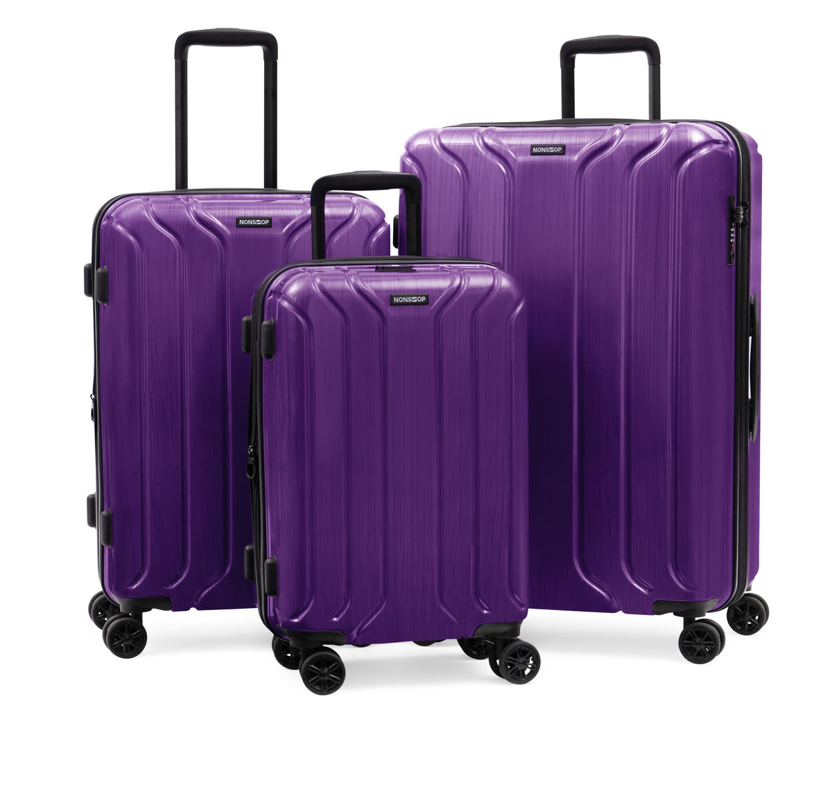 NONSTOP New York Elite Luggage Expandable Lightweight Spinner Wheels hard side shell Travel Suitcase Set, TSA Lock, Double USB Port, 3 packing cubes ( Purple , 3-piece Set (20/24/28) ) Purple 3 Piece Set 20 24 28 U1