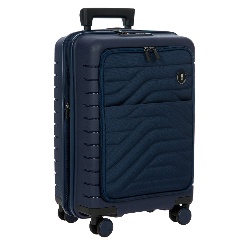 Brics B|Y Ulisse Carry-On Spinner  Lightweight Hard Shell Luggage, Smooth 360 Double Wheels, TSA Combination Lock, USB Port & Interior Organization - 21 Inch with Pocket ( Ocean Blue , One Size ) Ocean Blue One Size U1