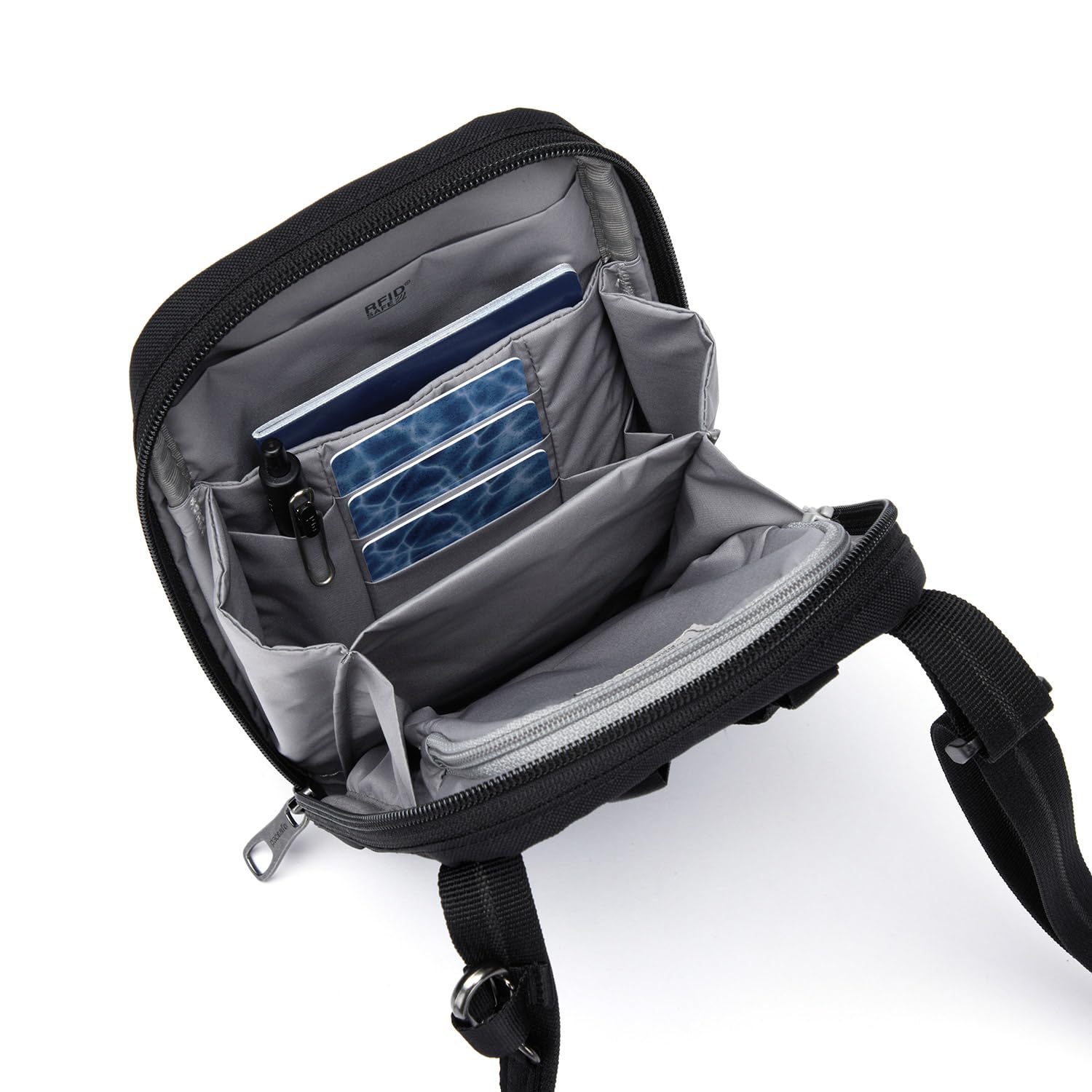 Pacsafe RFIDsafe Tech Crossbody ( Jet Black , One Size ) Jet Black One Size U1
