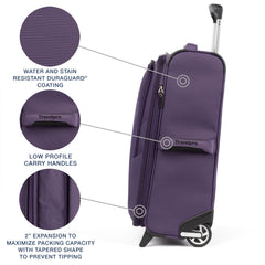 Travelpro Maxlite 5 Softside Expandable Upright 2 Wheel Luggage, Lightweight Suitcase, Men and Women Imperial Purple Carry On 22 Inch U6