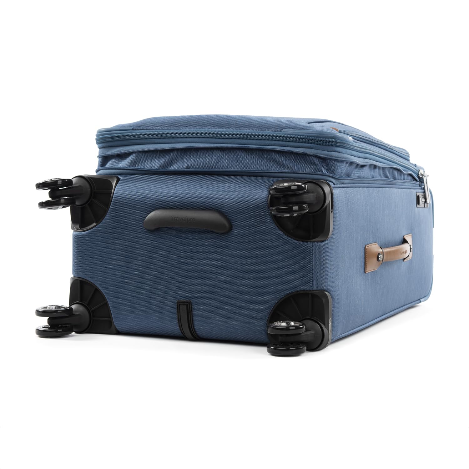 Travelpro Platinum Elite Softside Expandable Checked Luggage, 8 Wheel Spinner Large Suitcase, TSA Lock, Men and Women ( Coastal Blue , Checked-Medium 25-Inch ) Coastal Blue Checked Medium 25 Inch U1