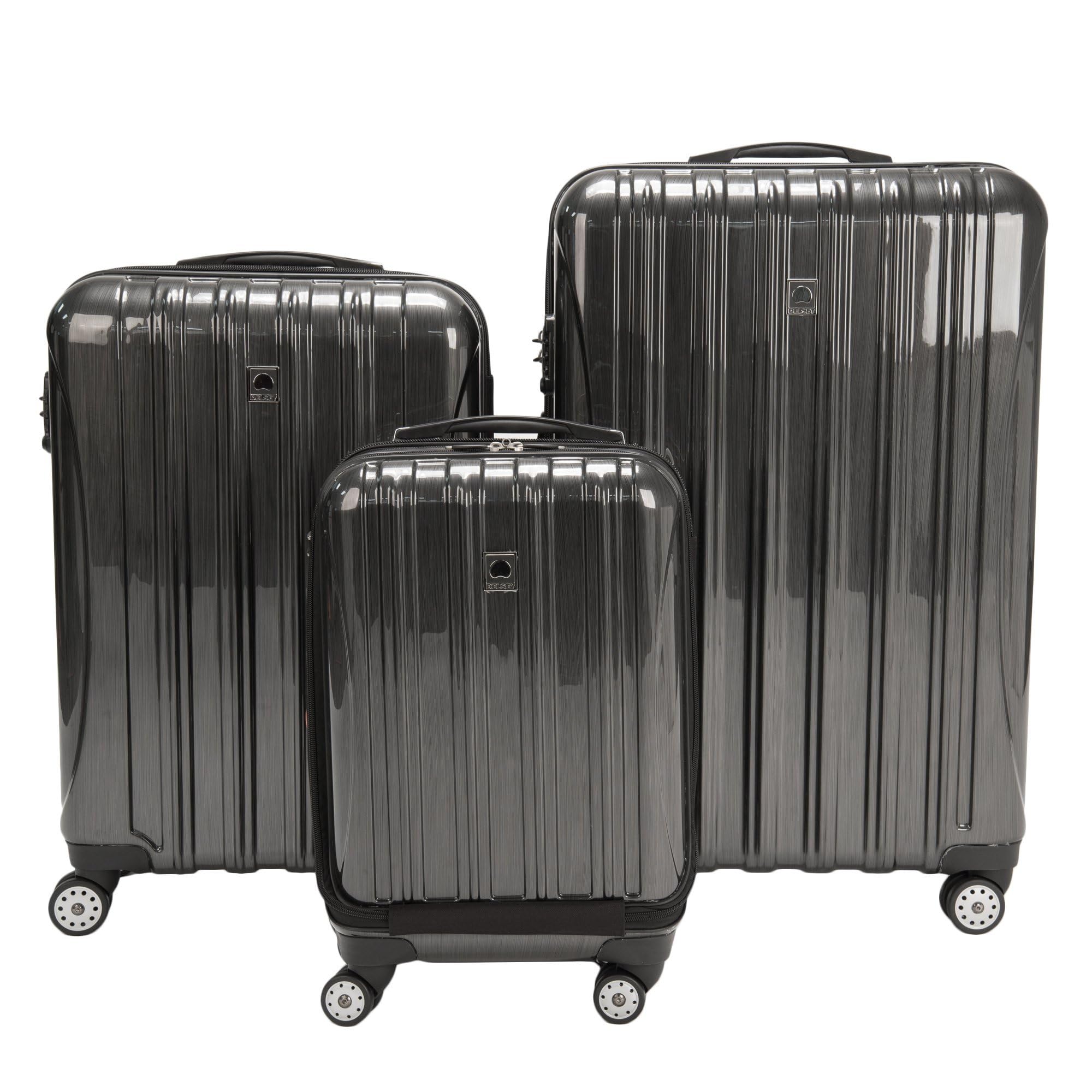 DELSEY Paris Helium Aero Hardside Expandable Luggage with Spinner Wheels ( Brushed Charcoal , Checked-Large 29 Inch ) Brushed Charcoal Checked Large 29 Inch U8