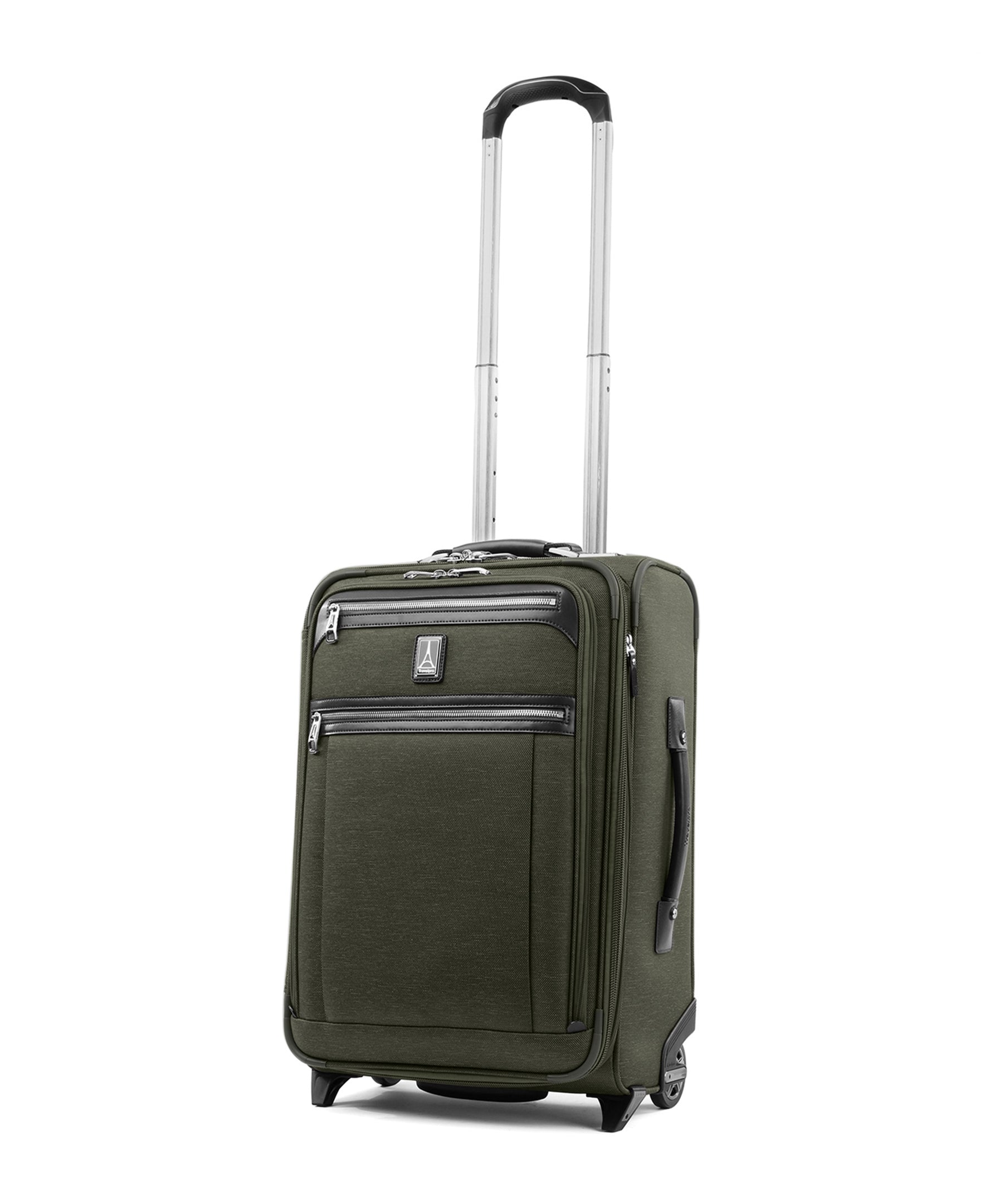 Travelpro Platinum Elite Softside Expandable Luggage, 2 Wheel Upright Suitcase, USB Port, Men and Women ( Pilot Green , Carry-On 22-Inch ) Pilot Green Carry On 22 Inch U2