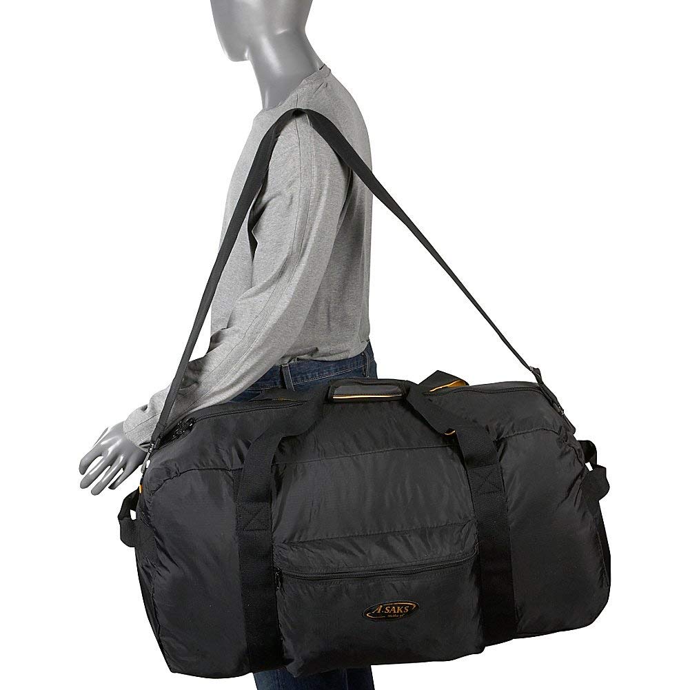 A.Saks 30” Lightweight Folding Duffel w/Pouch ( Black , One Size ) Black One Size U2