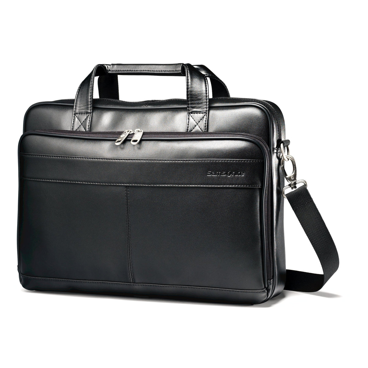 Samsonite Luggage Leather Slim Briefcase ( Black , 16" ) Black 16 U2