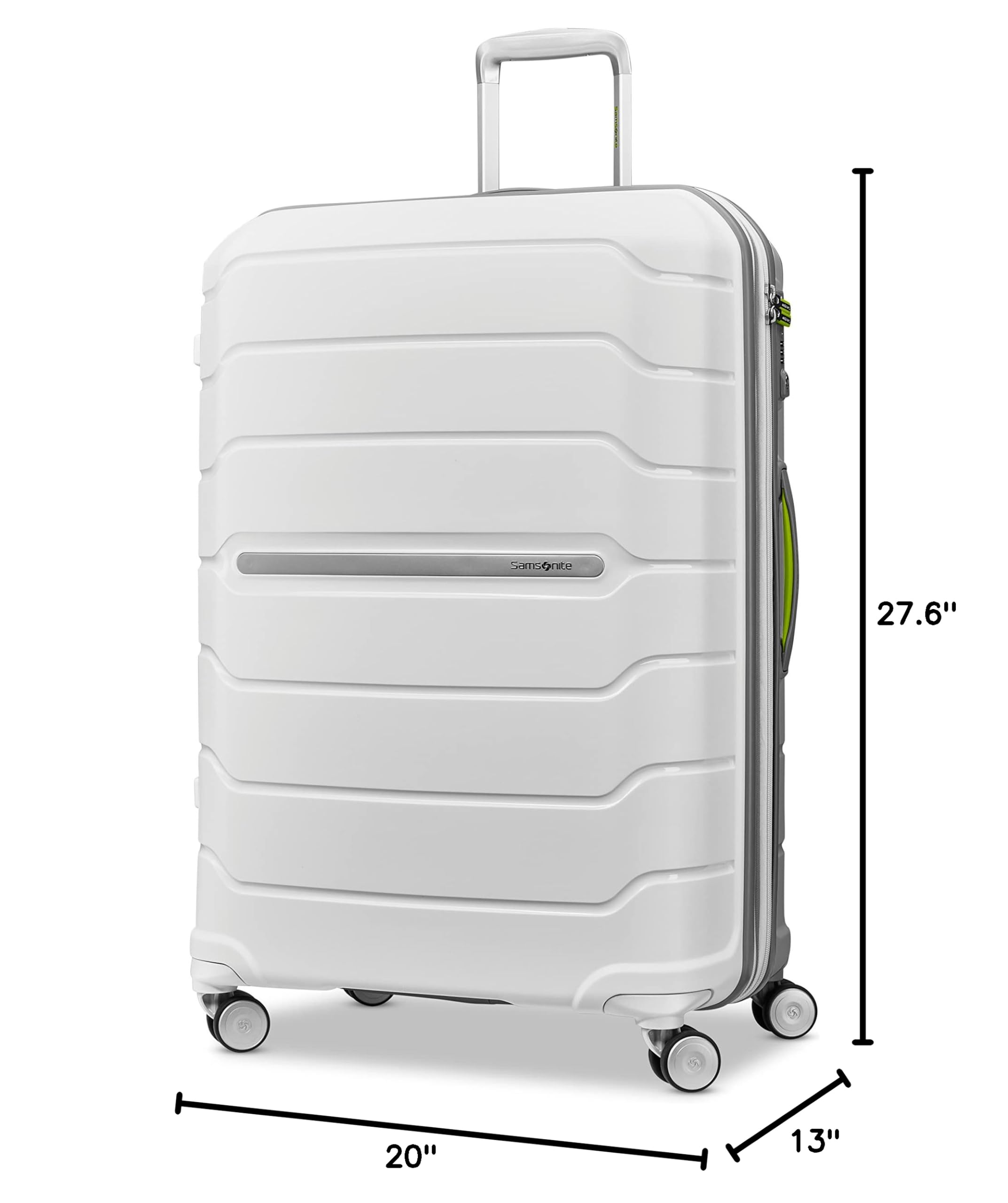 Samsonite Freeform Hardside Expandable with Double Spinner Wheels ( White/Grey , Checked-Large Spinner ) White/Grey Checked Large Spinner U9