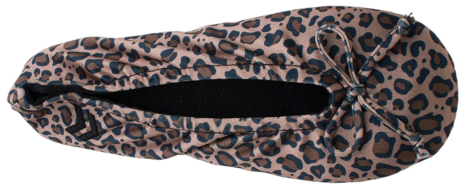 Isotoner Women's Classic Satin Ballerina Slipper Cheetah Medium U1