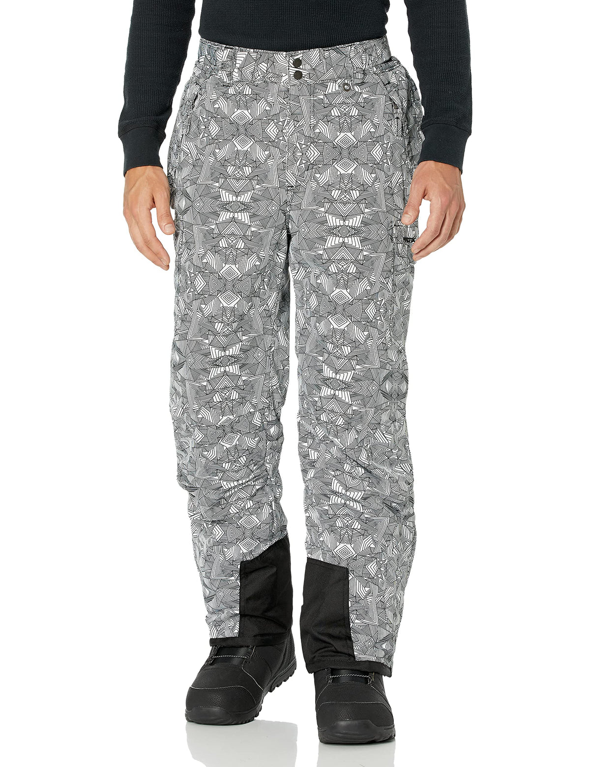 Arctix Men's Insulated Snowsports Cargo Pant ( Diamond Print White , Medium/32" Inseam ) Diamond Print White Medium 32 Inseam U1
