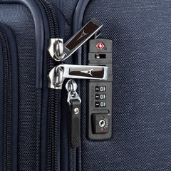 Travelpro Platinum Elite Softside Expandable Luggage, 8 Wheel Spinner Suitcase, USB Port, Suiter, Men and Women True Navy Checked Medium 25 Inch U1
