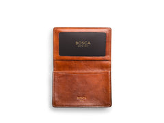 Bosca Mens Dolce Collection - Full Gusset Two-Pocket Card Case w/ I.D. Amber One Size U2