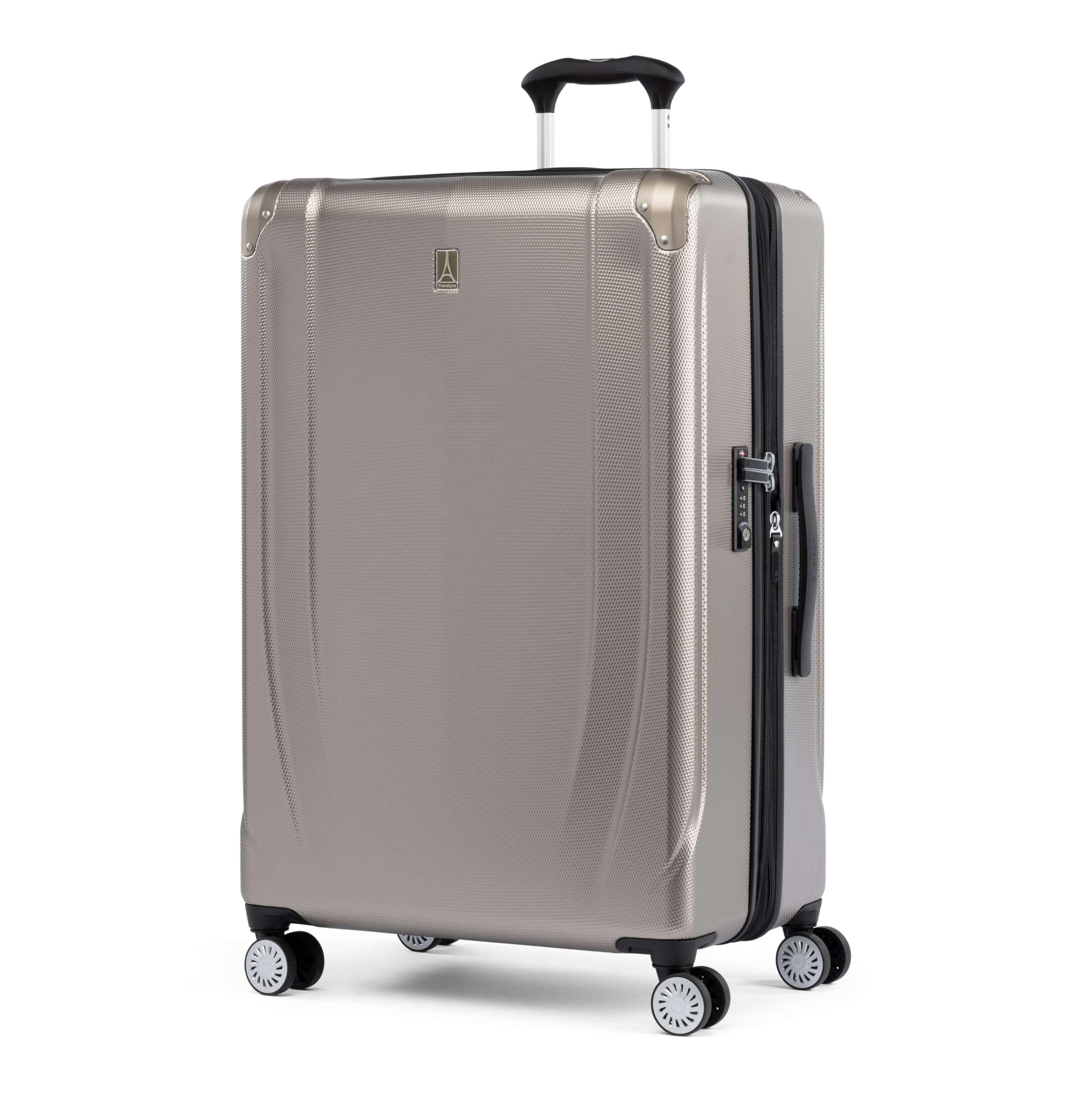 Travelpro Pathways 3 Hardside Expandable Luggage, 8 Spinner Wheels, Lightweight Hard Shell Suitcase ( Champagne , Checked Large 28 Inch ) Champagne Checked Large 28 Inch U16
