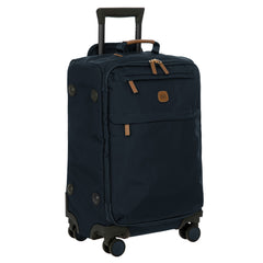 Bric's X-Travel 21 Carry-On Spinner Luxury Softside Luggage with 360 Wheels, Recycled Water-Resistant Fabric, Interior Pockets, and Leather Details ( Navy , One Size ) Navy One Size U2