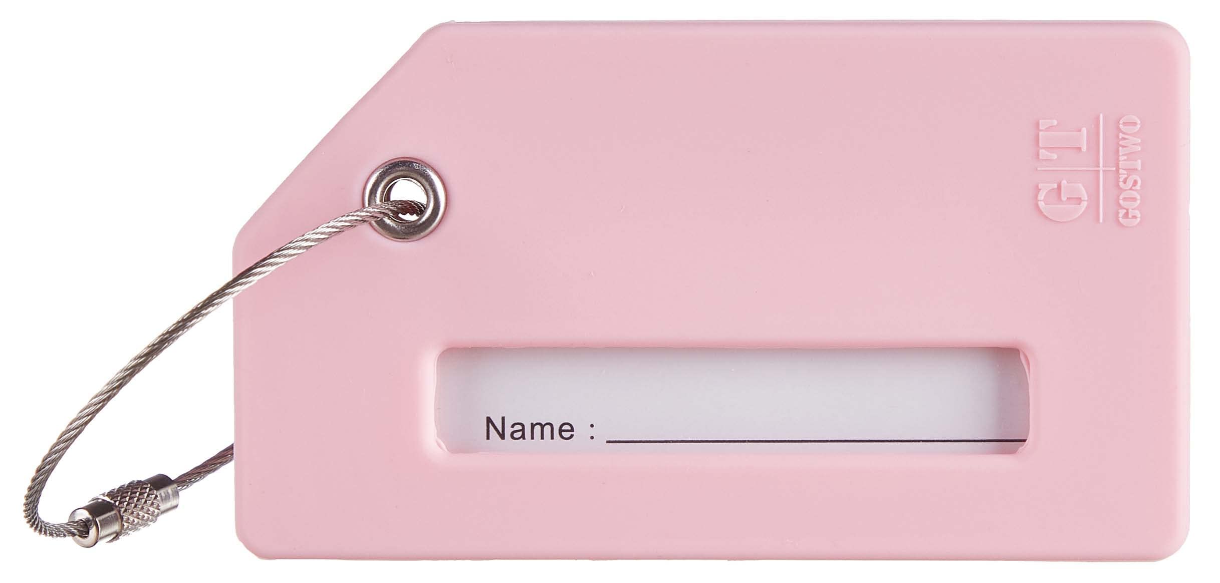 Gostwo 1Pc Silicone Luggage Tag for Suitcases, 26 Initial Letter Baggage Labels Handbag School Bag Suitcase Instrument Tag with Stainless Steel Loop(Pink)(Airplane) Pink01 Airplane U1