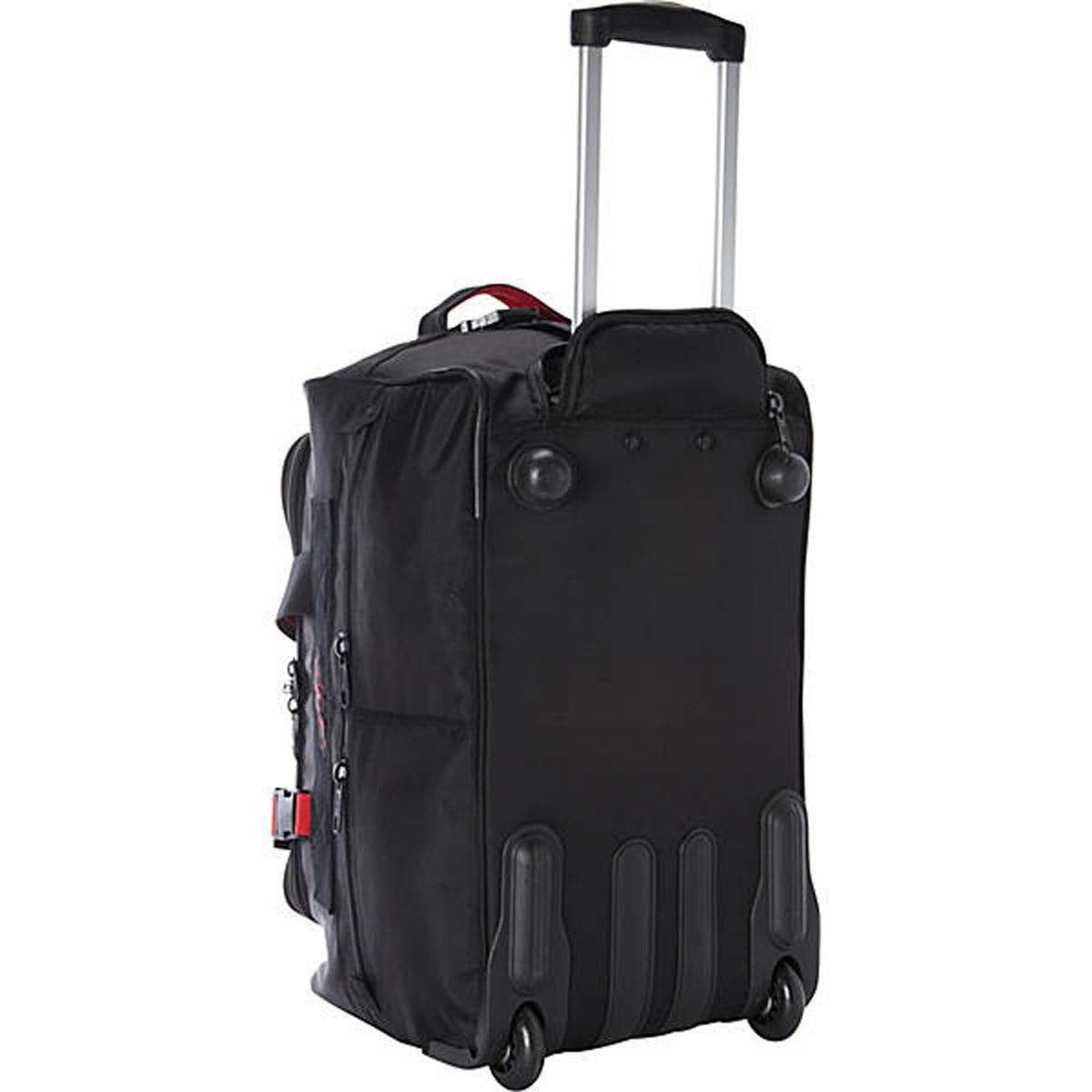 A.SAKS Rolling Trolley Duffel Bag 20-Inch Carry-On, Expandable with 2-Wheels and Telescoping Handle for Easy Traveling, Lightweight and Durable, Black with Red Details Black/Red 20-inch U1