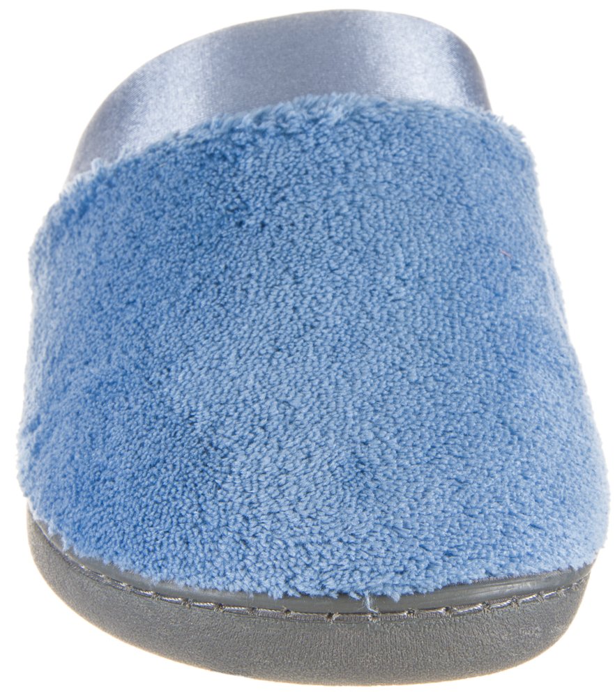 Isotoner Women's Microterry PillowStep Satin Cuff Clog Slippers ( Denim , Small / 6.5-7 B(M) US ) Denim Small 6 5 7 B M US U1