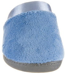 Isotoner Women's Microterry PillowStep Satin Cuff Clog Slippers ( Denim , Small / 6.5-7 B(M) US ) Denim Small 6 5 7 B M US U1