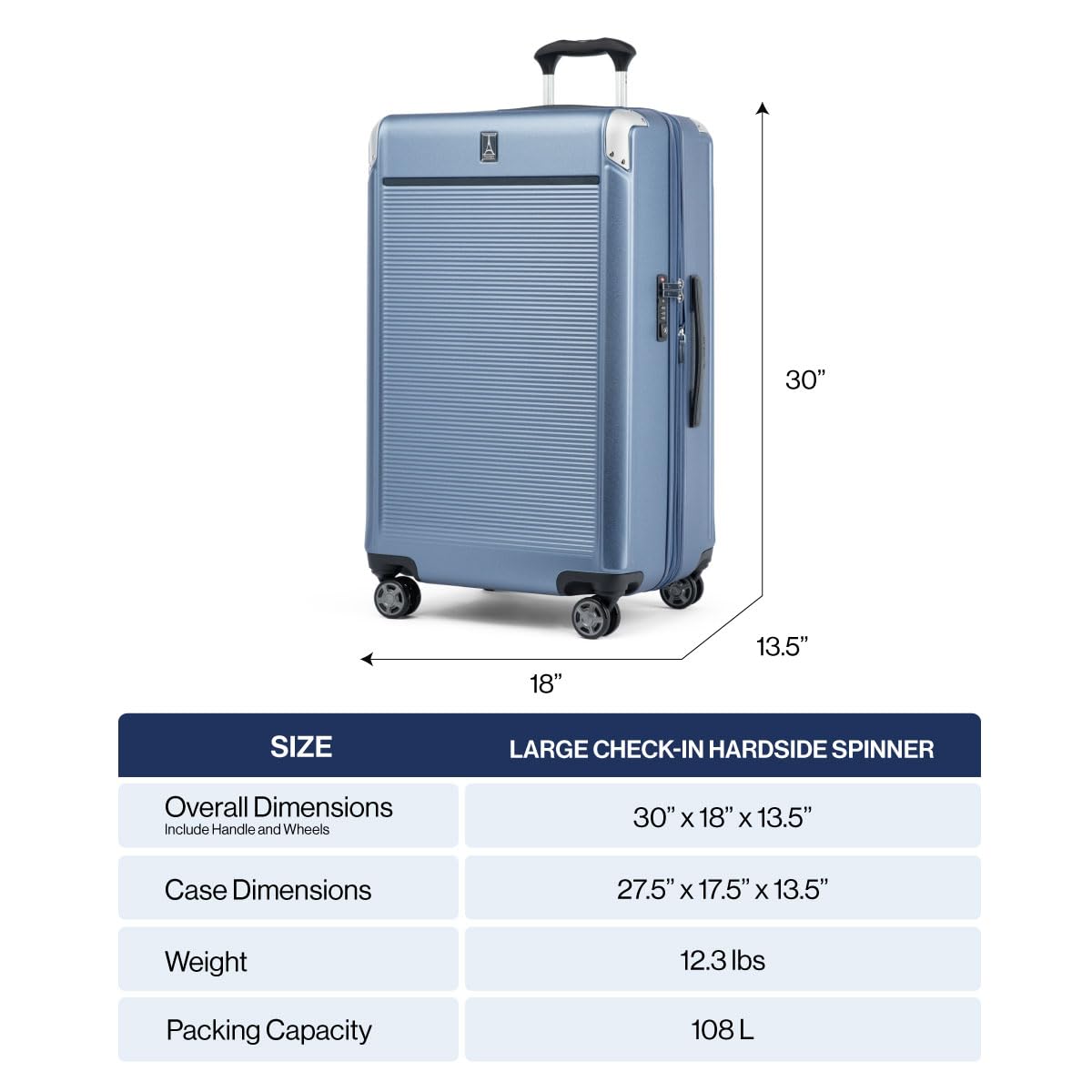 Travelpro Platinum Elite Hardside Expandable Spinner Wheel Luggage TSA Lock Hard Shell Polycarbonate Suitcase ( True Navy Blue , Checked- Large 28-Inch ) True Navy Blue Checked Large 28 Inch U4
