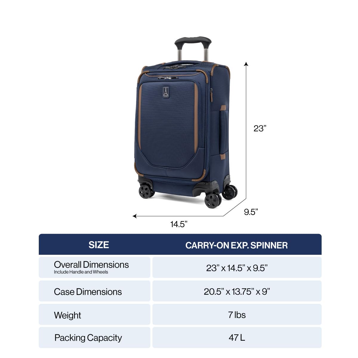 Travelpro Crew Classic Lightweight Softside Expandable Carry on Luggage, 8 Wheel Spinner Suitcase, Men and Women, Carry On 21-Inch, Patriot Blue Patriot Blue Carry On U1