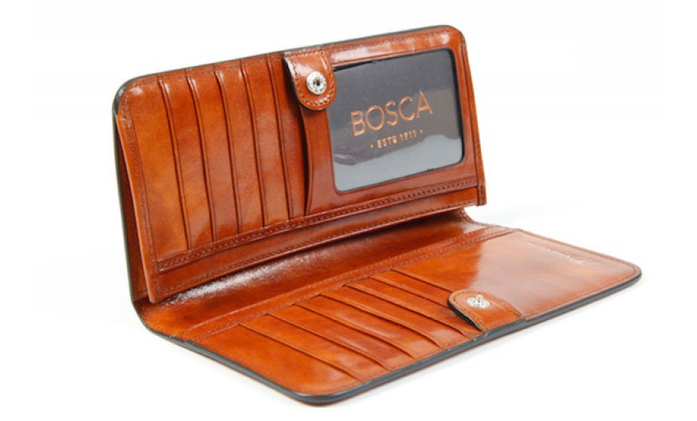 Bosca Old Leather Collection 7" Clutch Amber U1