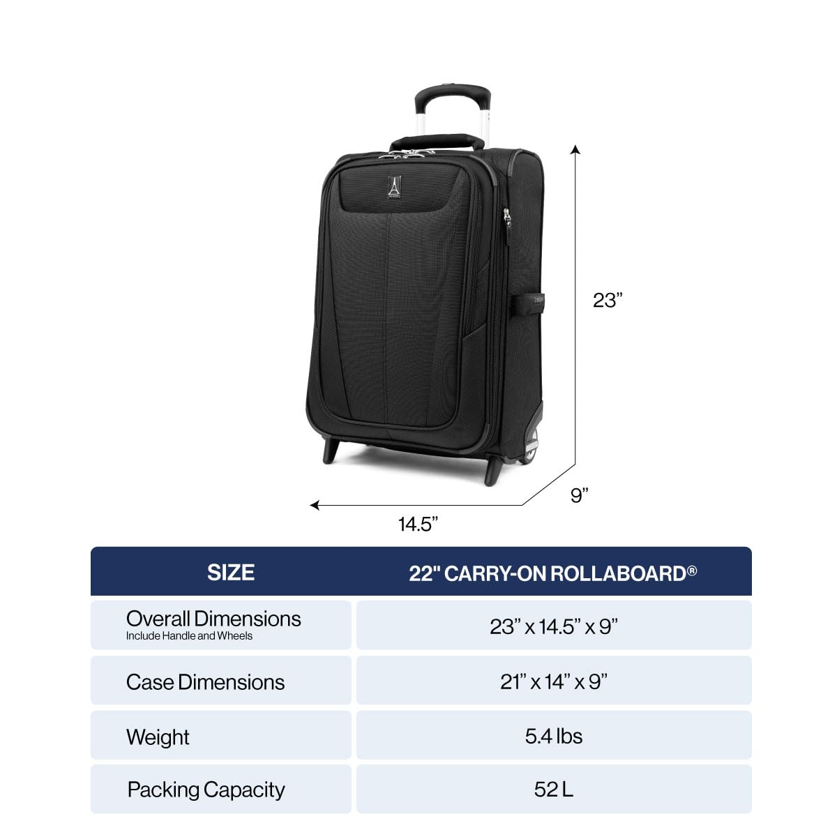 Travelpro Maxlite 5 Softside Expandable Upright 2 Wheel Carry on Luggage, Lightweight Suitcase, Men and Women, Black, Carry On 22-Inch Black Carry-on 22-Inch U46
