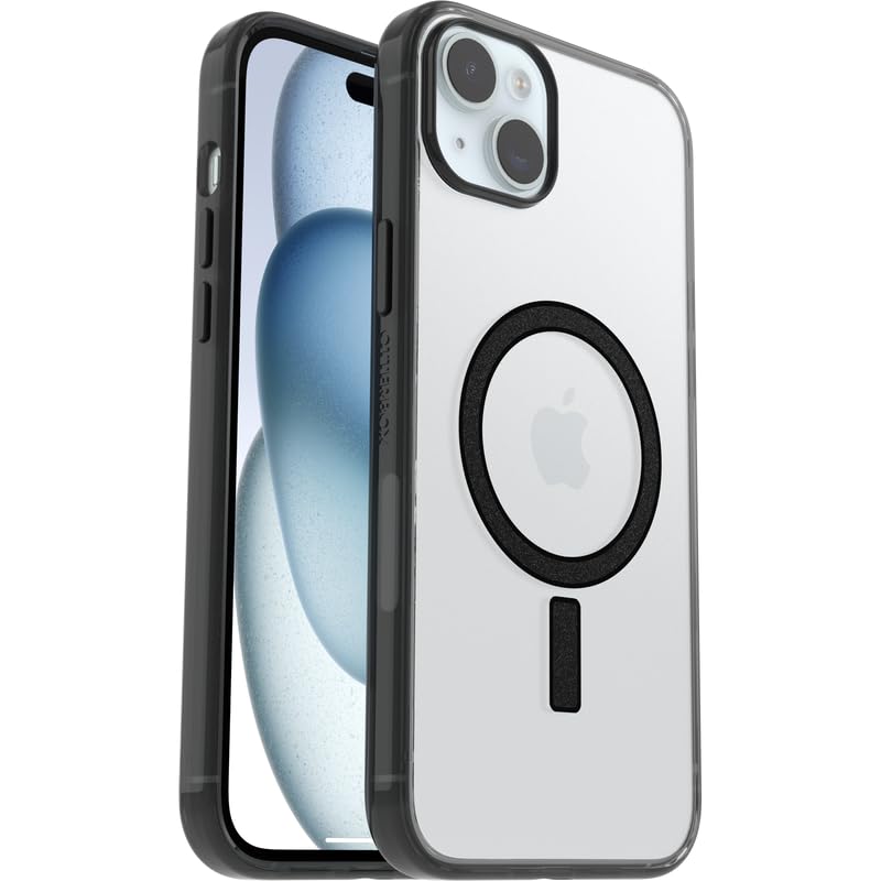 OtterBox - Clear Case Series with MagSafe for iPhone 15 Plus - Shockproof, Drop Proof, Ultra-Slim, Protective Case (Manta Ray Black) U1