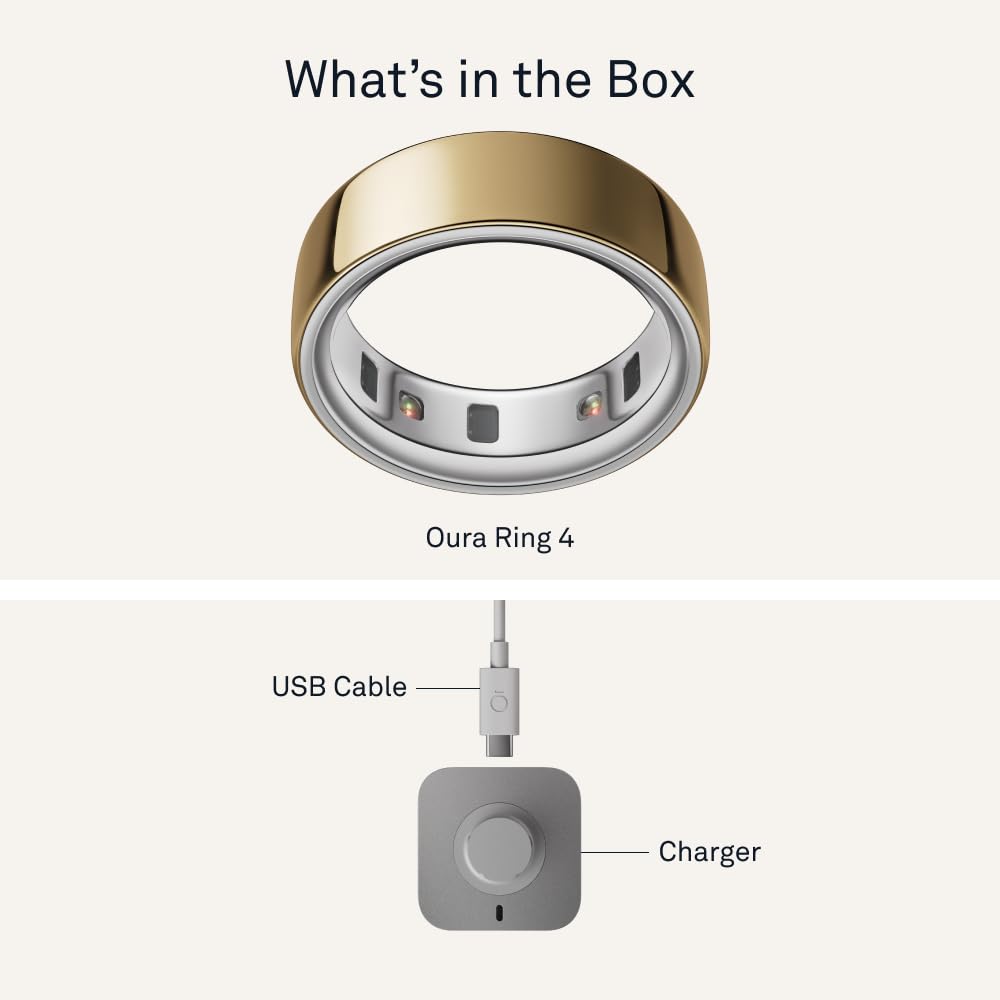 Oura Ring 4 - Gold - Size 7 - Sleep, Activity, Women’s Health, AI Advisor, Up to 8 Days of Battery Life, Size Before You Buy, Android & iOS Compatible Gold 7 U1