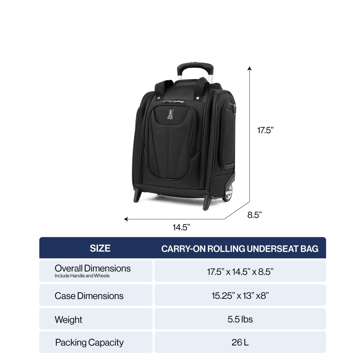 Travelpro Luggage Maxlite 5 Softside Lightweight Rolling Underseat Compact Carry on Upright 2 Wheel Bag, 15-Inch — Black Black 15-Inch U1