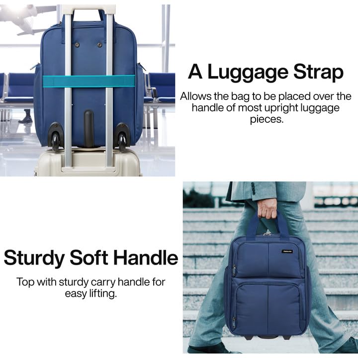 Hanke Softside Expandable Underseat Carry On Bags for Airplanes,Travel Luggage Rolling Bag Personal Item Bag Small Suitcase,Blue,16-Inch Blue Expandable 16-Inch Underseat U1