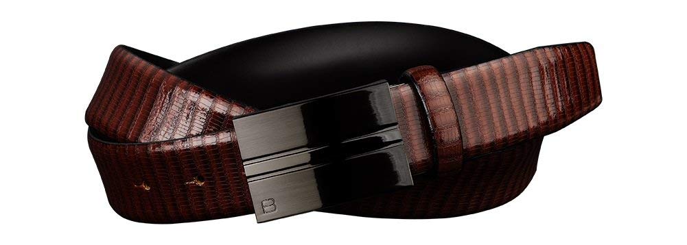 Flybelt by Roma Industries Business Class Reptile Embossed Leather Belt (32US / 85EU, Cognac) Cognac 32US / 85EU U1