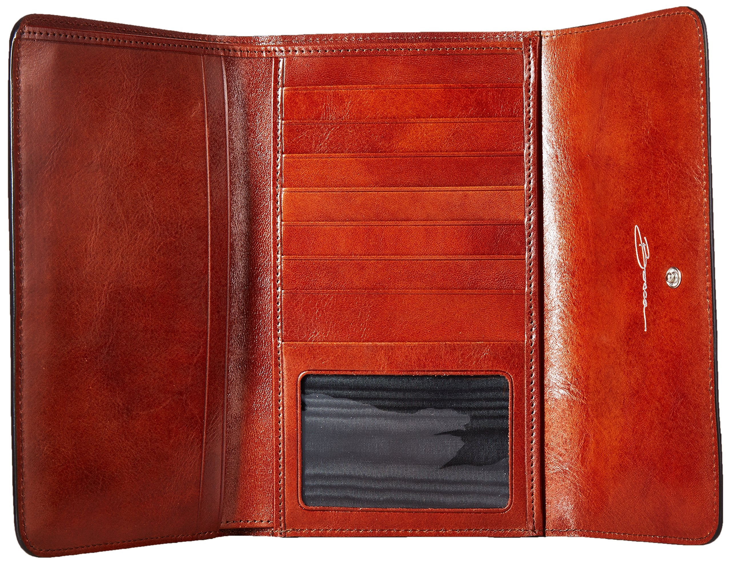 Bosca Womens Old Leather Framed Checkbook Clutch Wallet Amber One Size U3