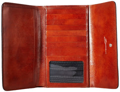 Bosca Womens Old Leather Framed Checkbook Clutch Wallet Amber One Size U3