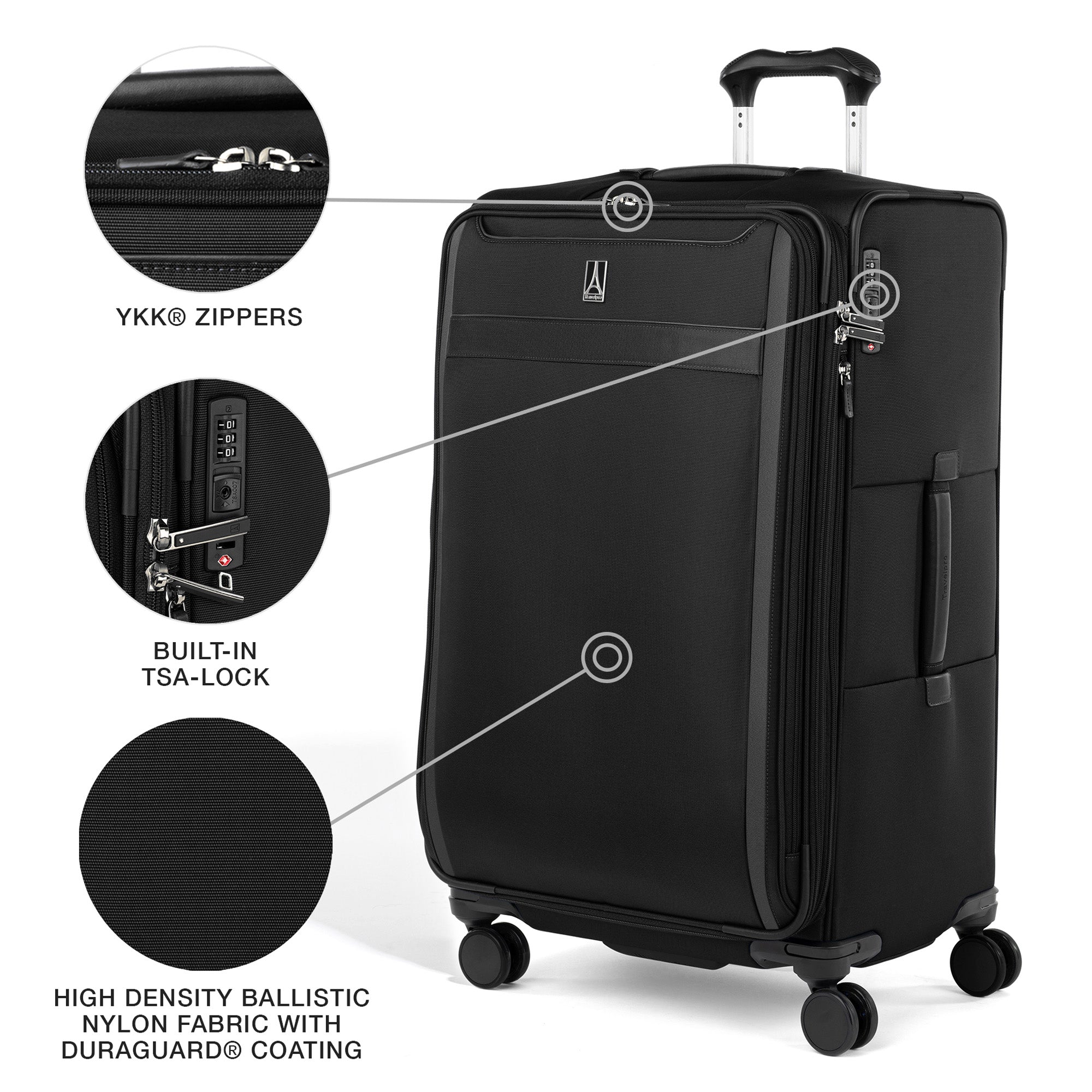 Travelpro VersaPack+ Lightweight Softside Expandable Checked Luggage, 8 Spinner, TSA Lock, Checked Large 29-Inch ( Black , Checked Large ) Black Checked Large U4